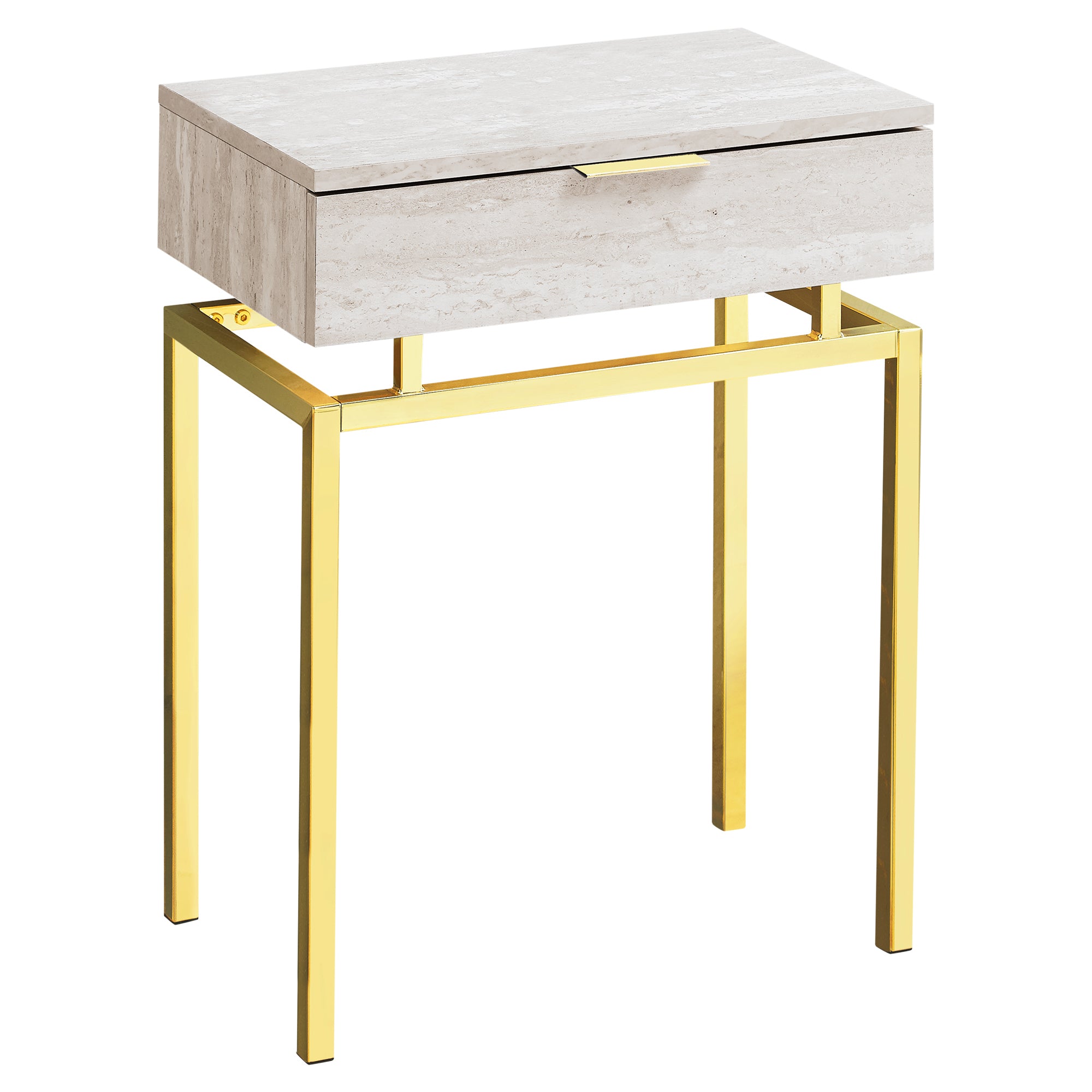 Accent Table - 24H / Beige Marble / Gold Metal