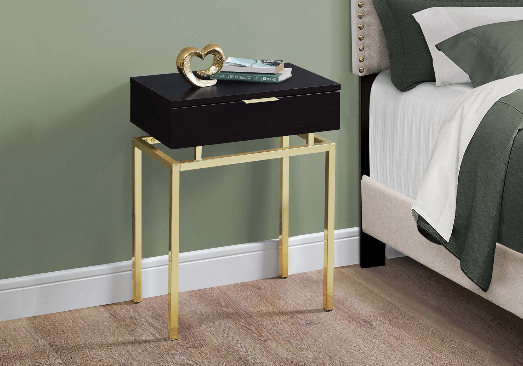 Accent Table - 24H / Espresso / Gold Metal