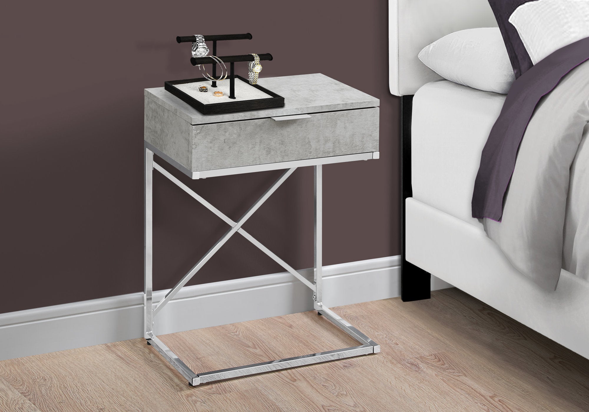 Accent Table - 24H / Grey Cement / Chrome Metal