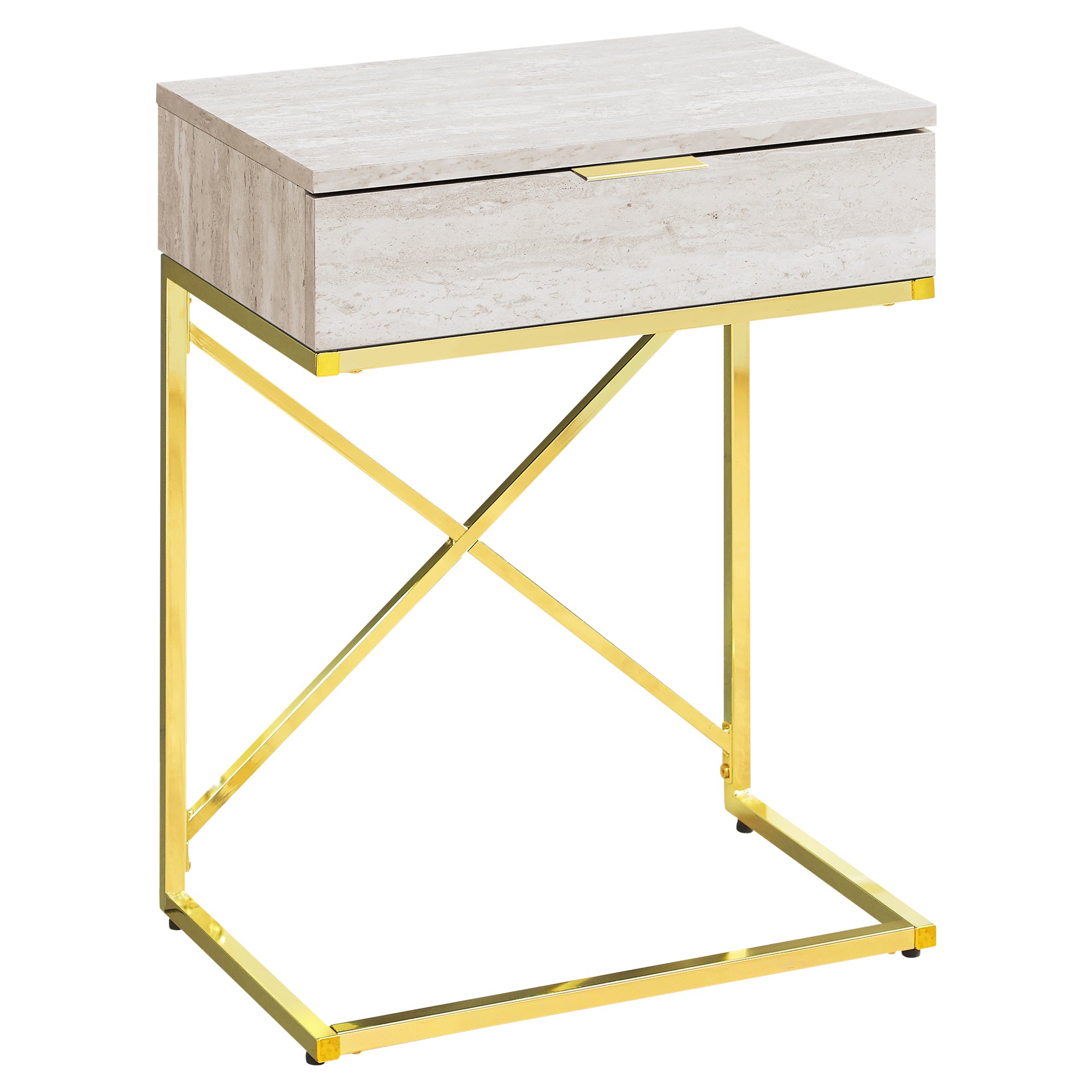 Accent Table - 24H / Beige Marble / Gold Metal