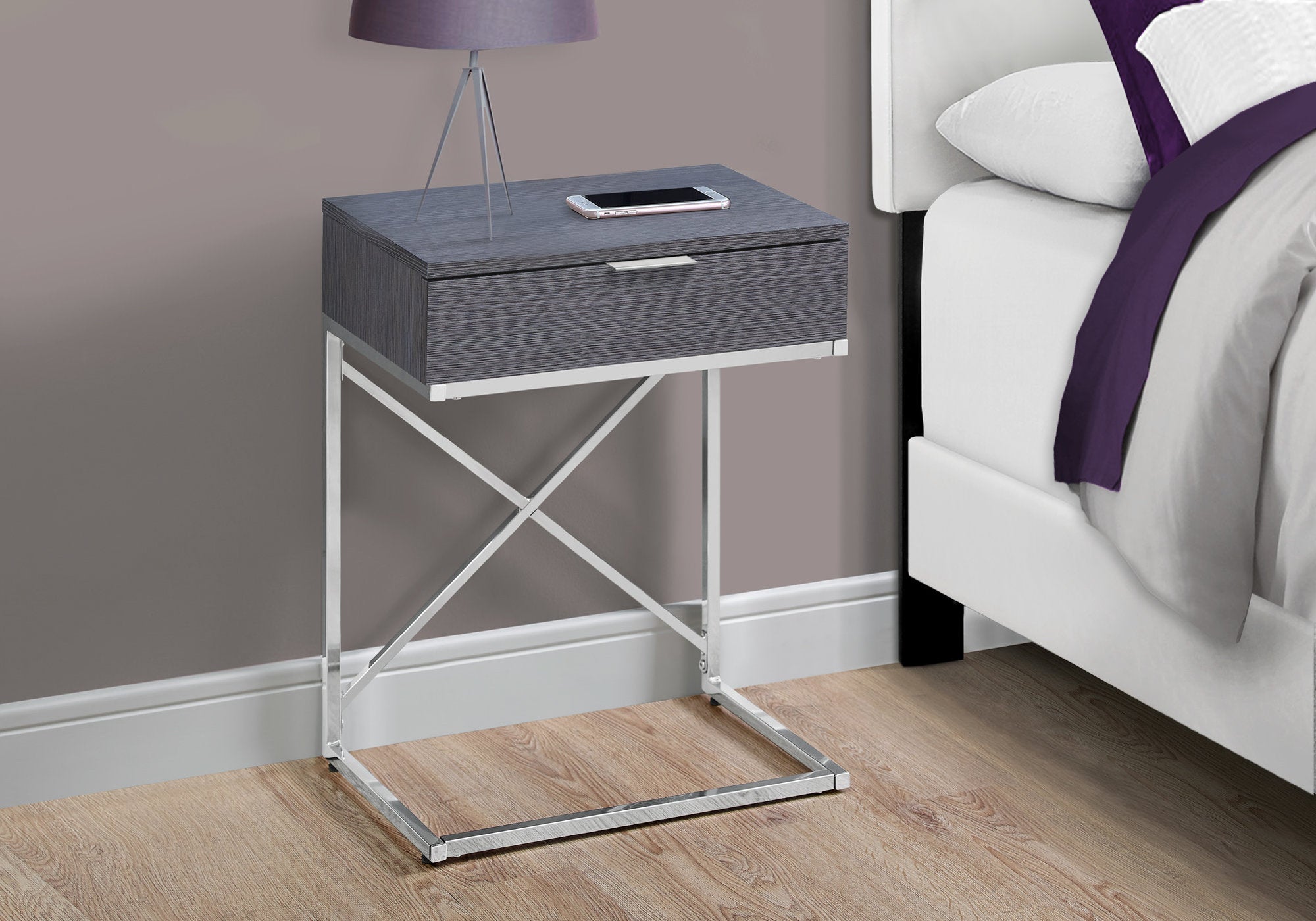 Accent Table - 24H / Grey / Chrome Metal