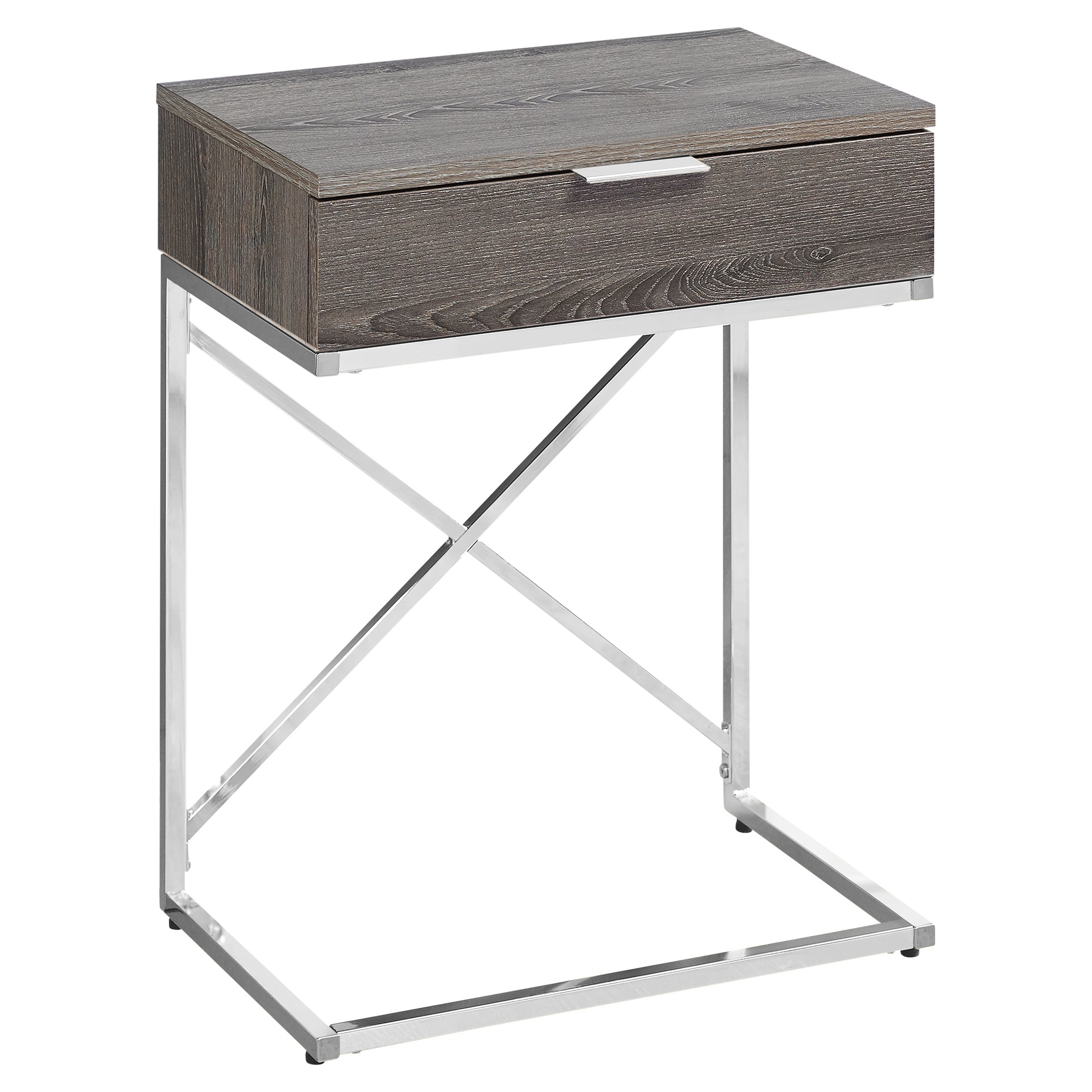 Accent Table - 24H / Dark Taupe / Chrome Metal