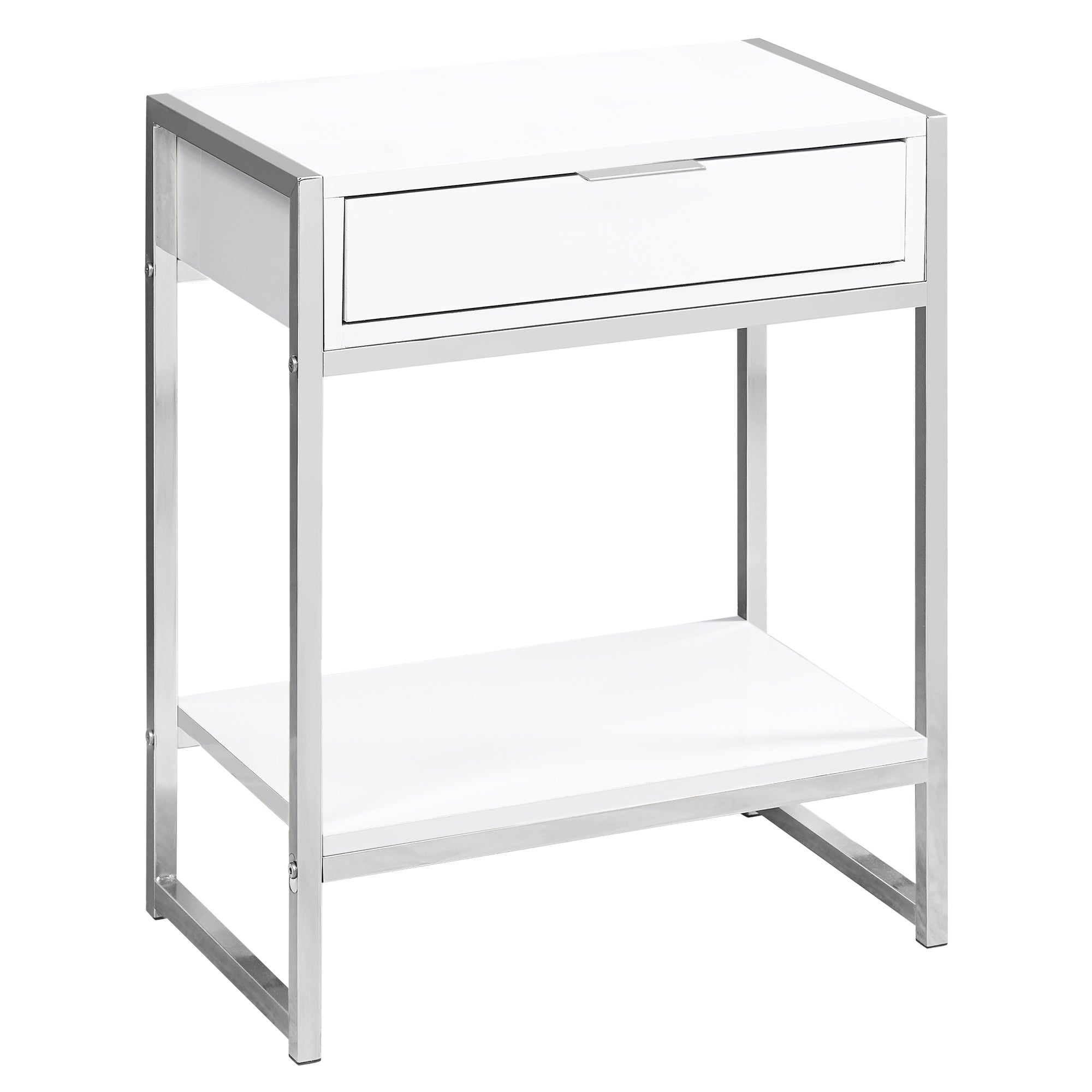 Accent Table - 24H / Glossy White / Chrome Metal