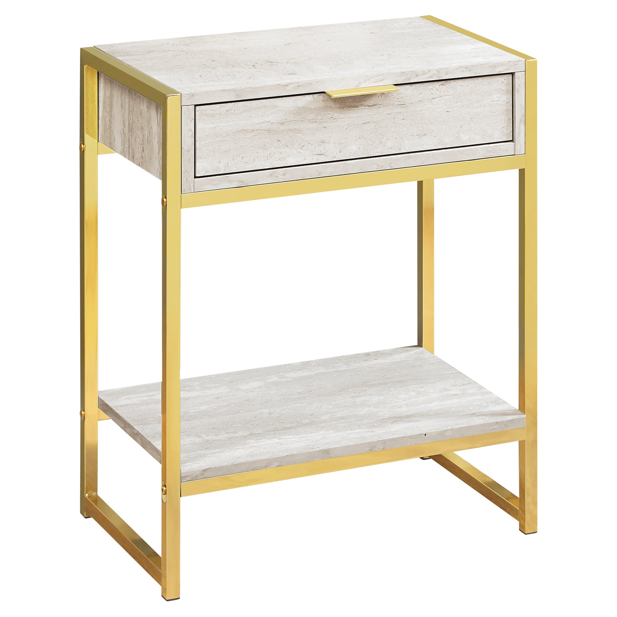 Accent Table - 24H / Beige Marble / Gold Metal