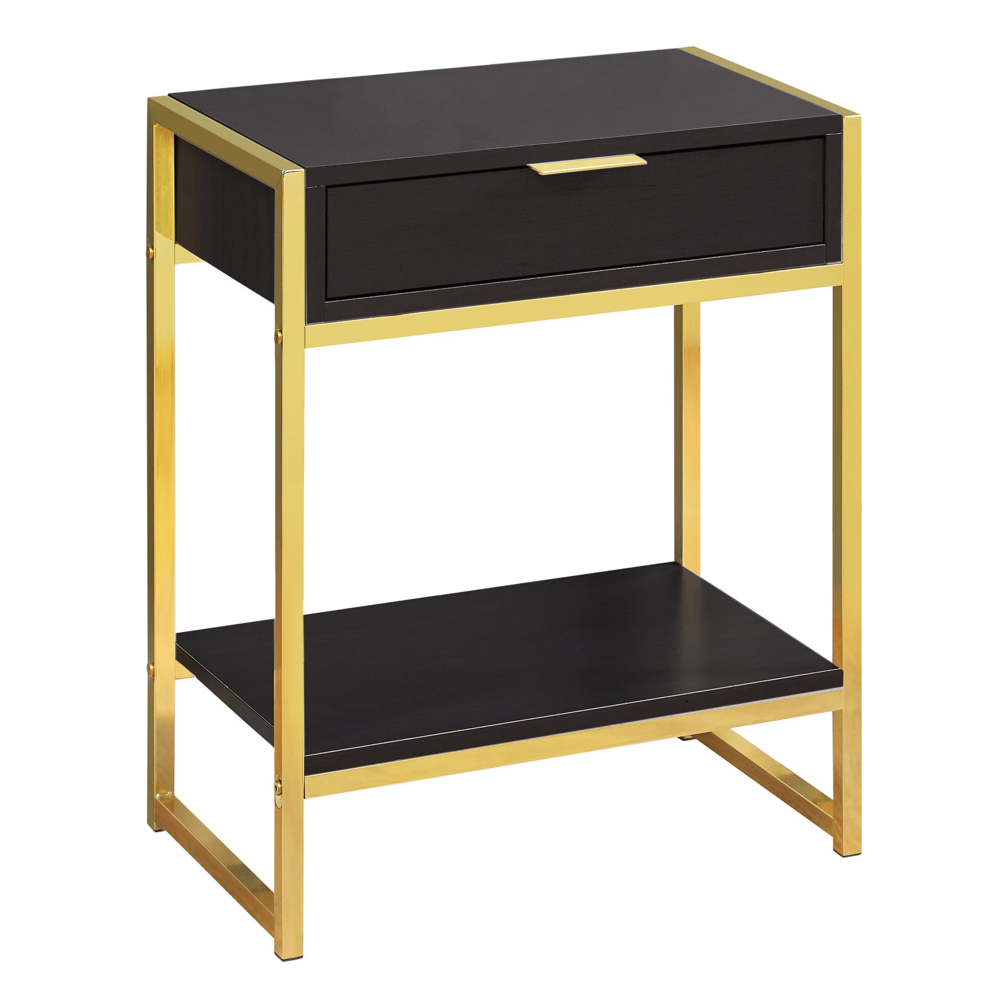 Accent Table - 24H / Espresso / Gold Metal