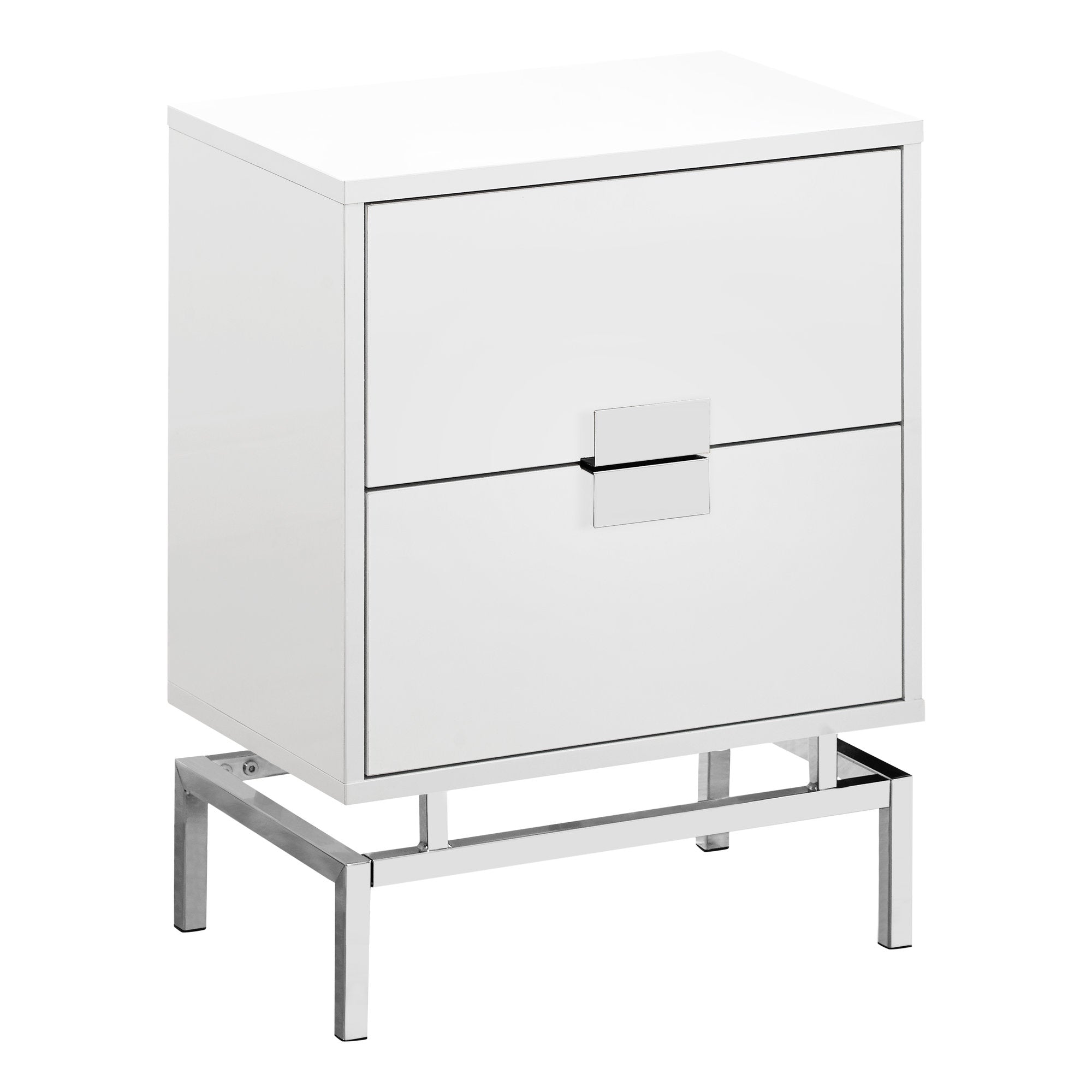 Accent Table - 24H / Glossy White / Chrome Metal