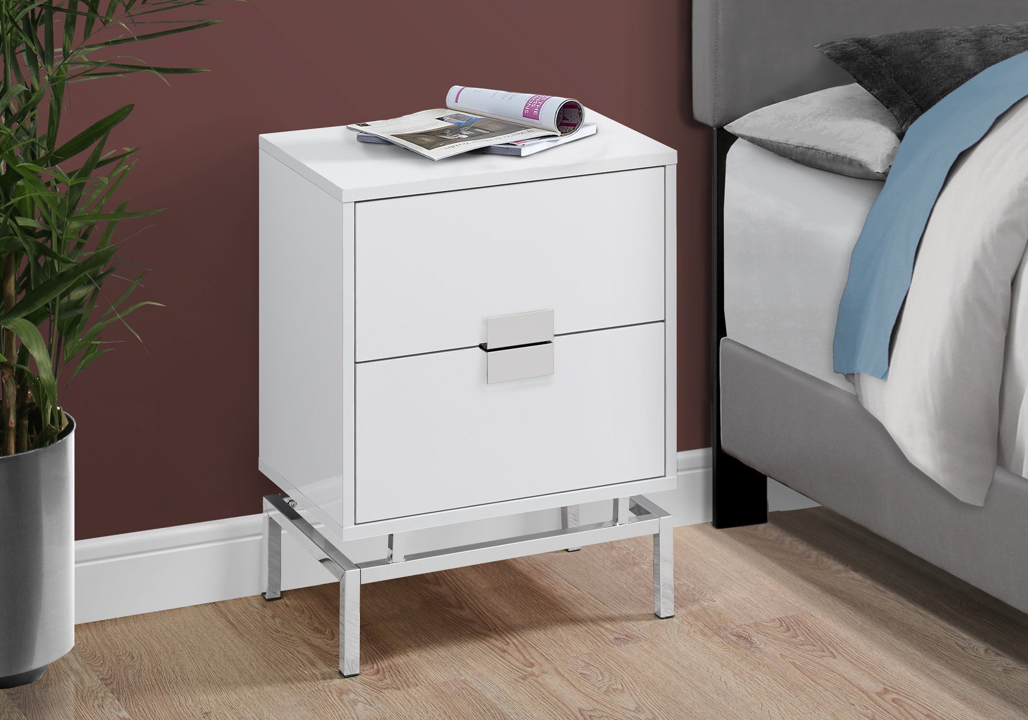 Accent Table - 24H / Glossy White / Chrome Metal