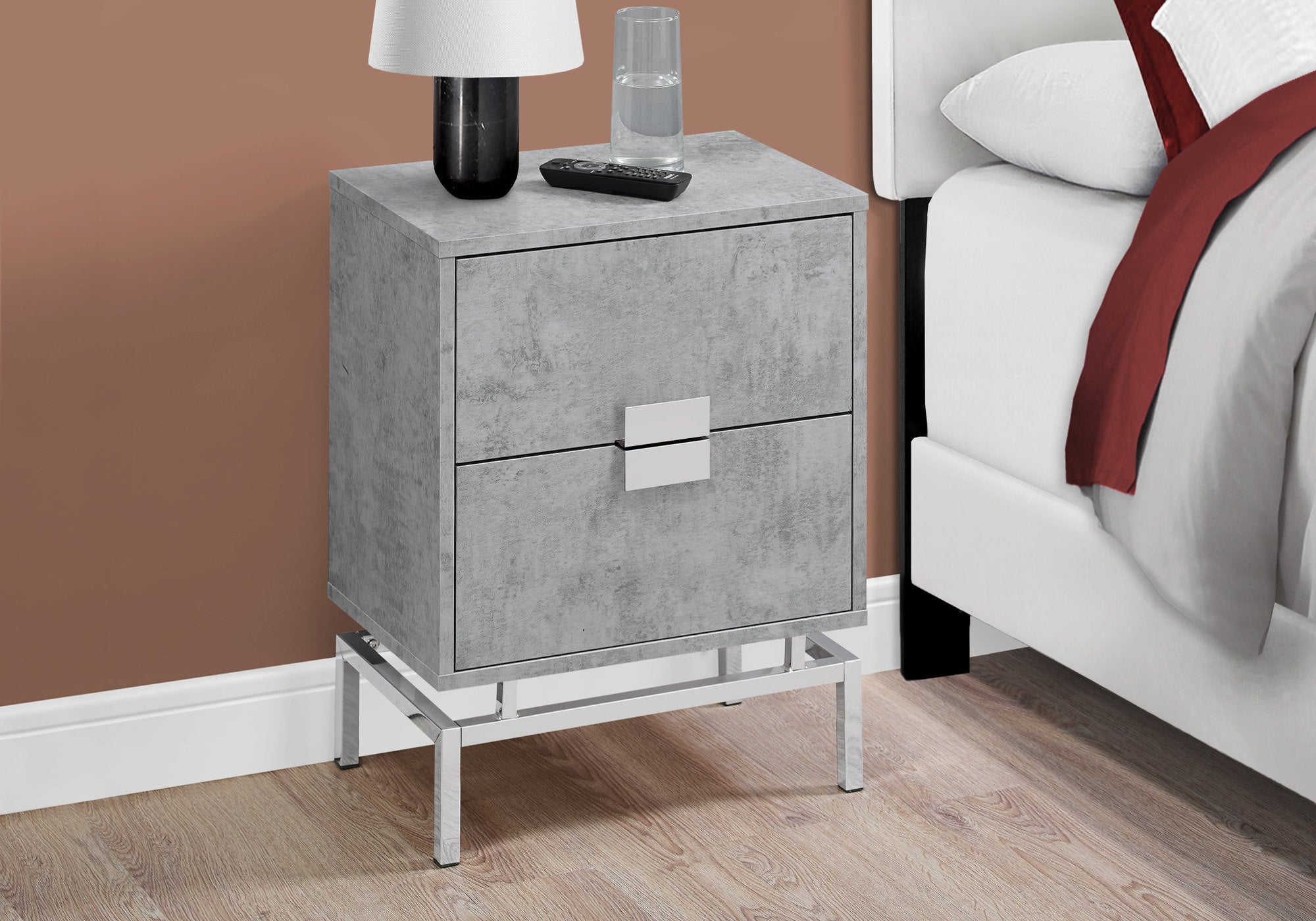 Accent Table - 24H / Grey Cement / Chrome Metal