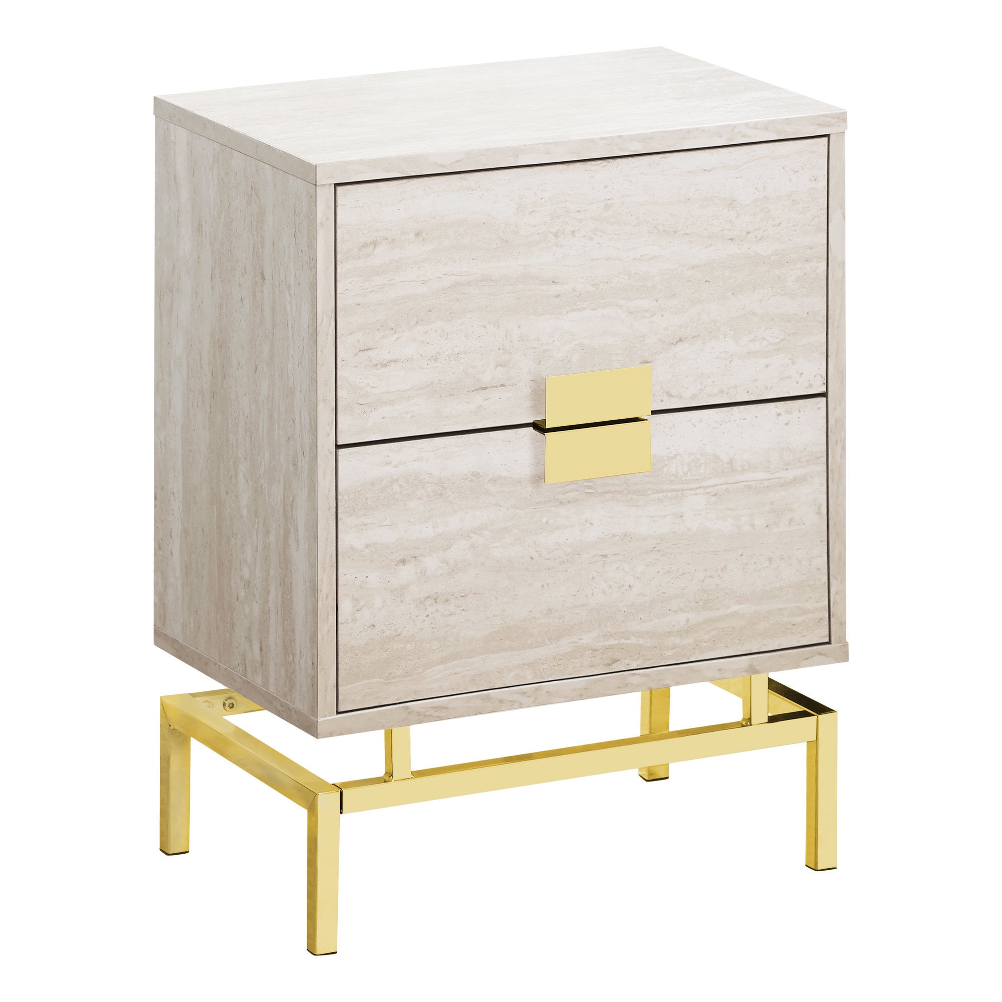 Accent Table - 24H / Beige Marble / Gold Metal
