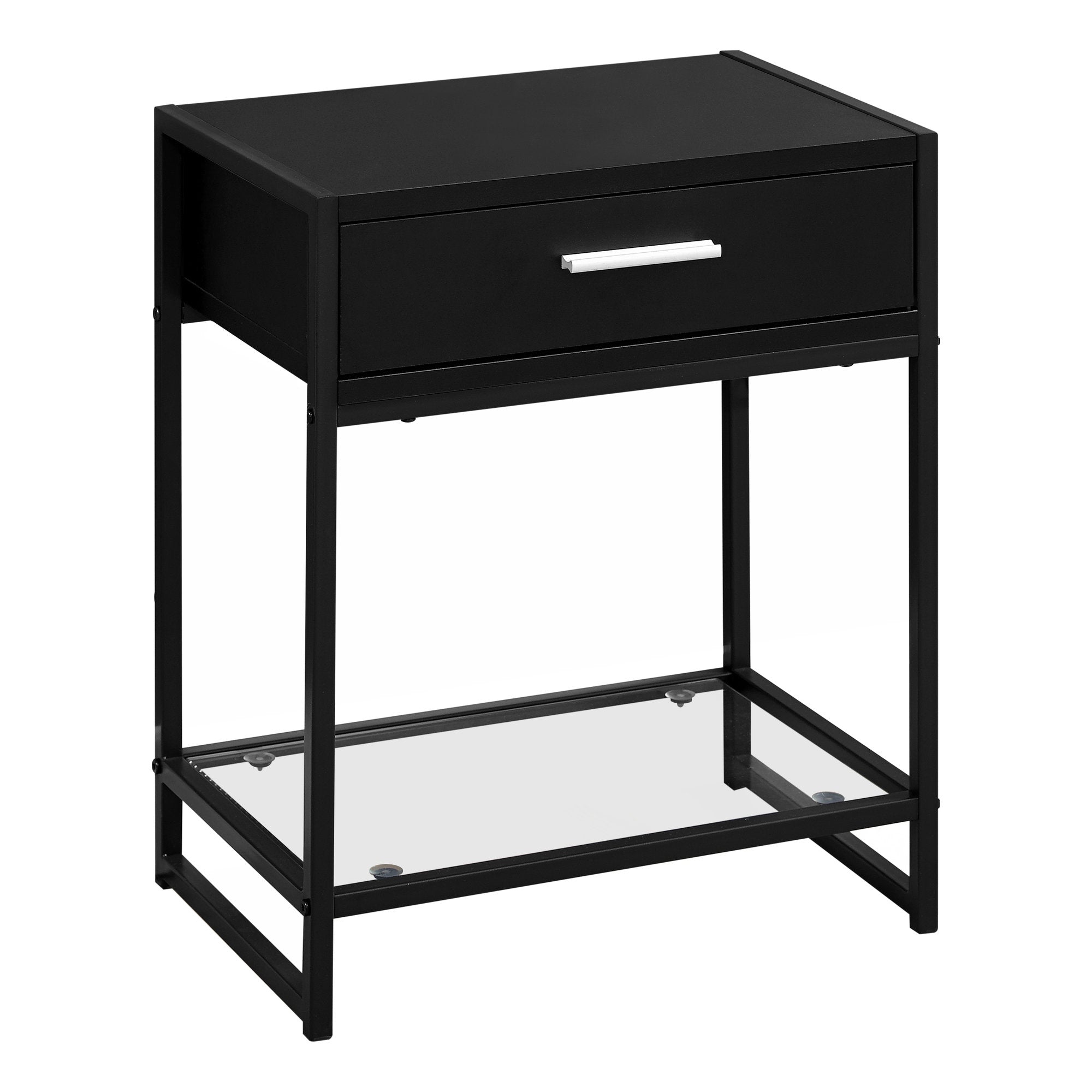 Accent Table - 22H / Black / Black Metal/ Tempered Glass