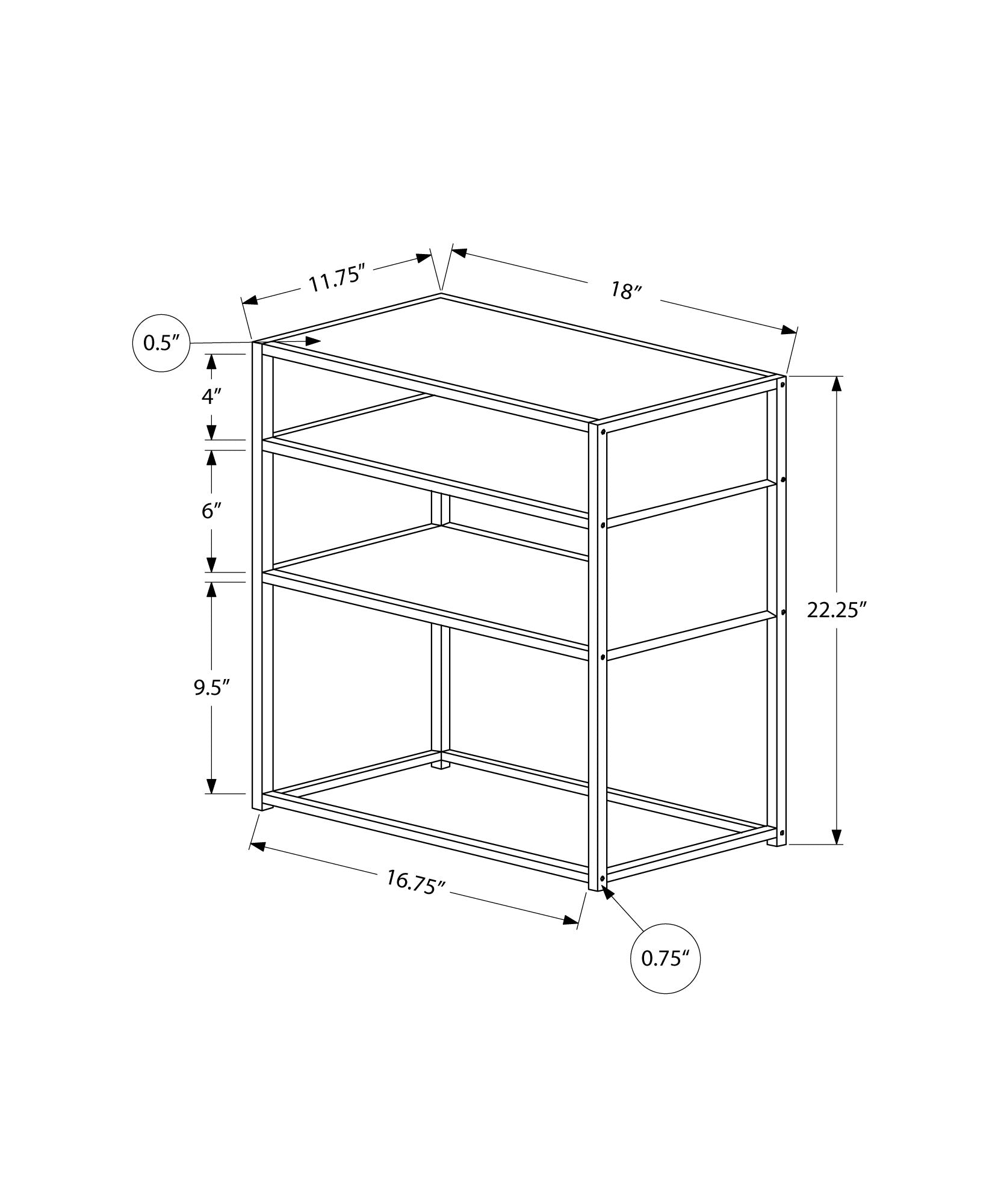 Accent Table - 22H / Dark Taupe / Black Metal