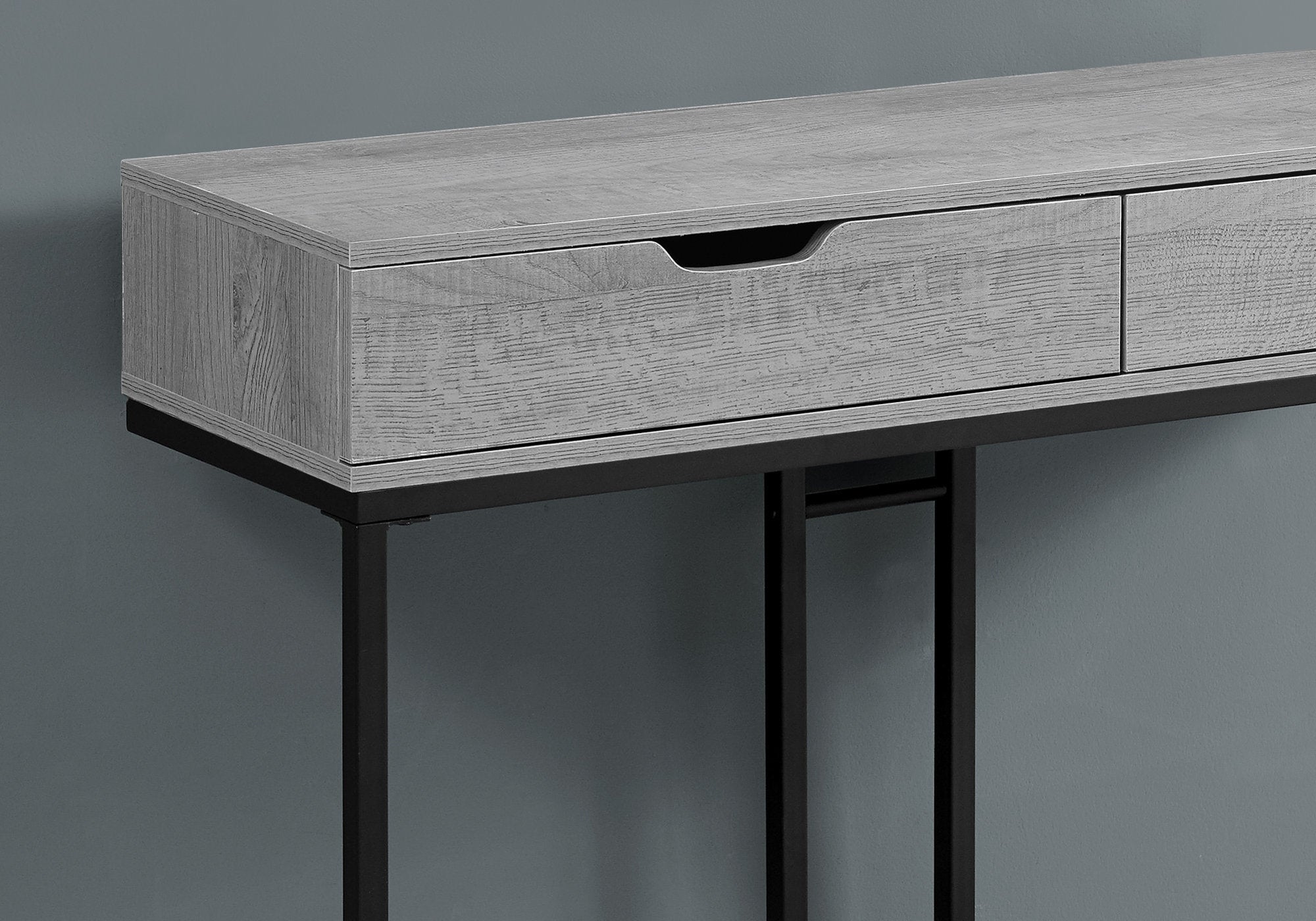 Accent Table - 42L / Grey/ Black Metal Hall Console