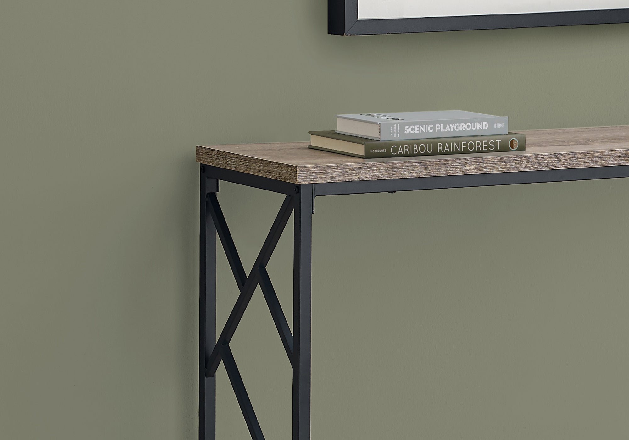 Accent Table - 44L / Taupe / Black Metal Hall Console