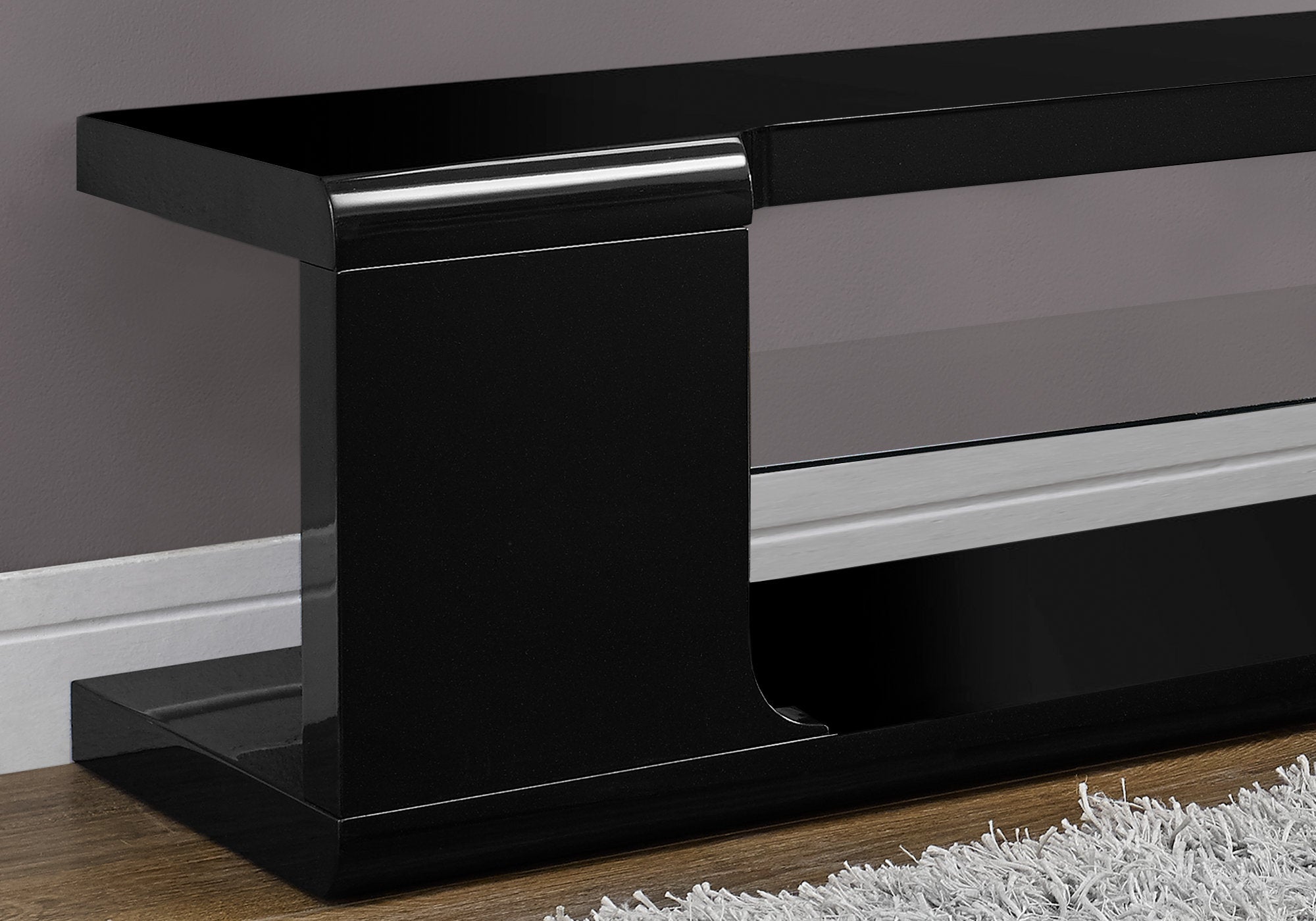 Tv Stand - 60L / High Glossy Black With Tempered Glass