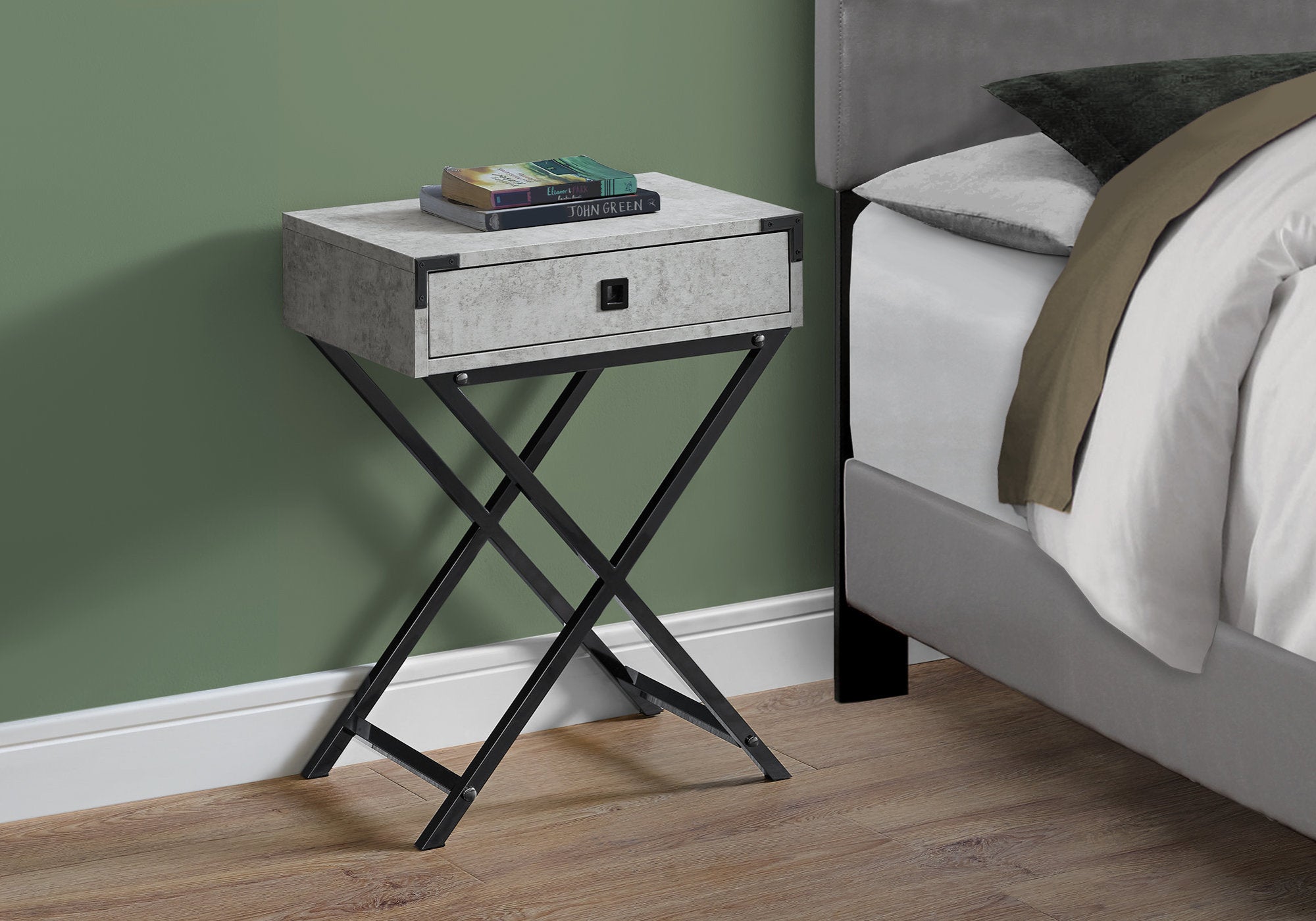 Accent Table - 24H / Grey Cement / Black Nickel Metal
