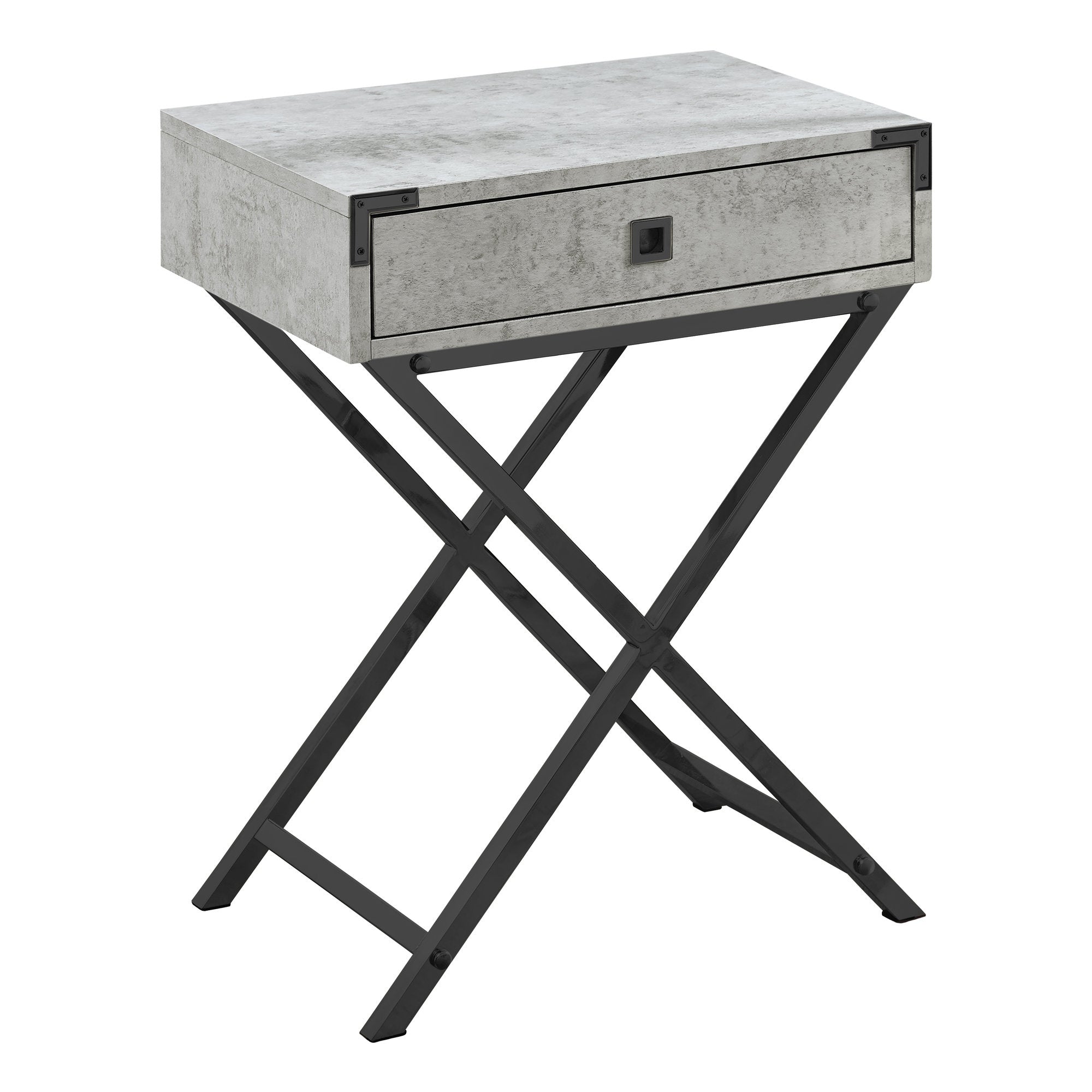 Accent Table - 24H / Grey Cement / Black Nickel Metal