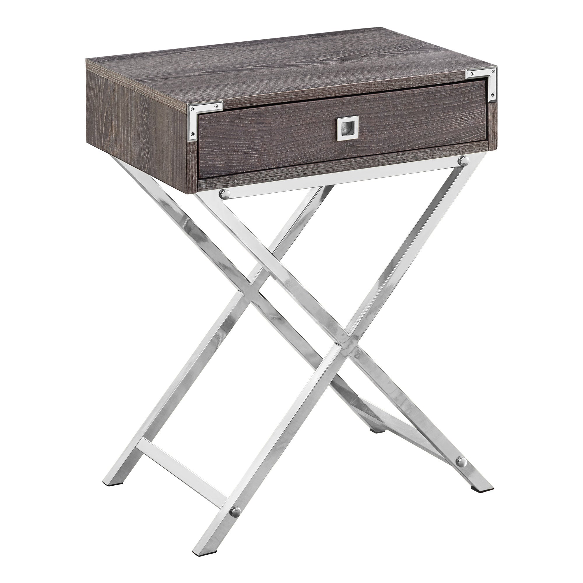 Accent Table - 24H / Dark Taupe / Chrome Metal