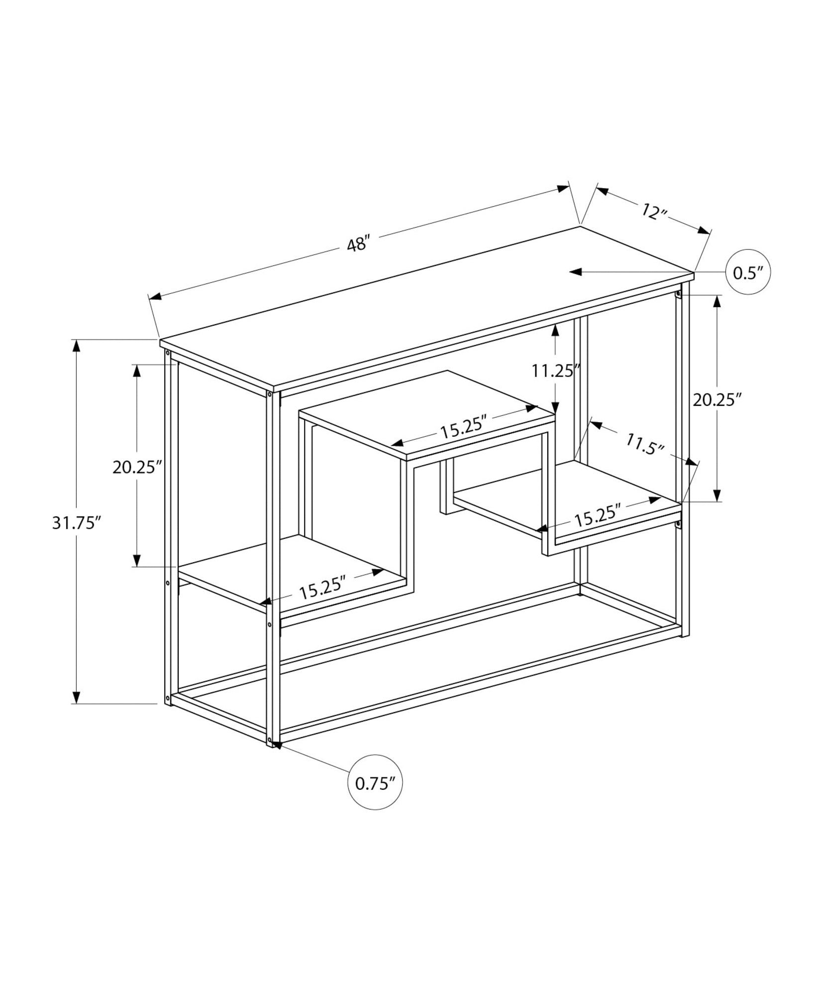 Accent Table - 48L / Grey / Black Metal Hall Console
