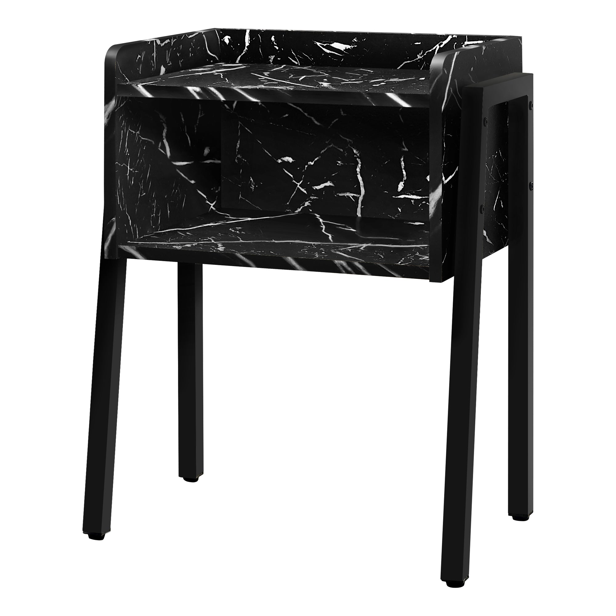 Accent Table - 23H / Black Marble / Black Metal