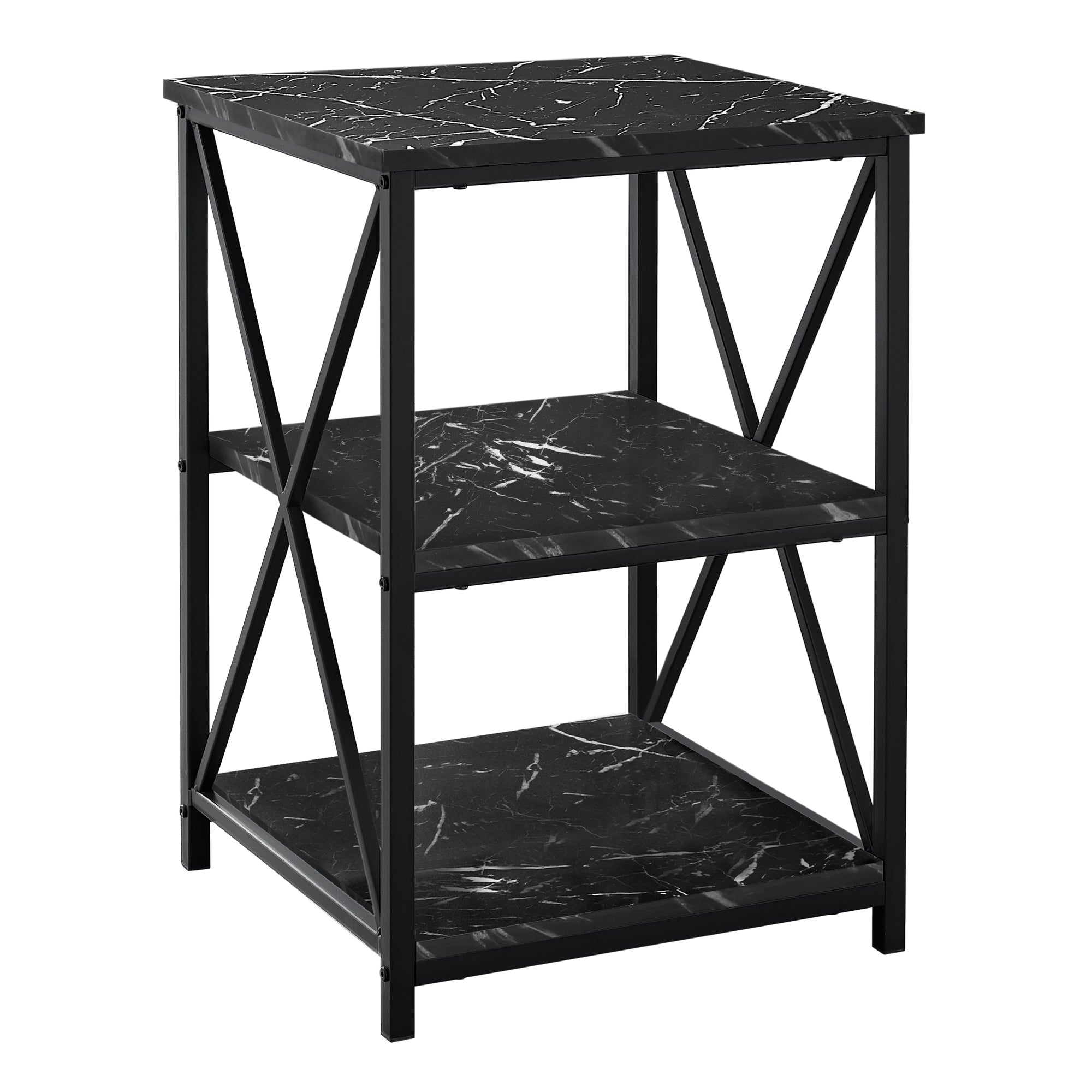 Accent Table - 26H / Black Marble / Black Metal