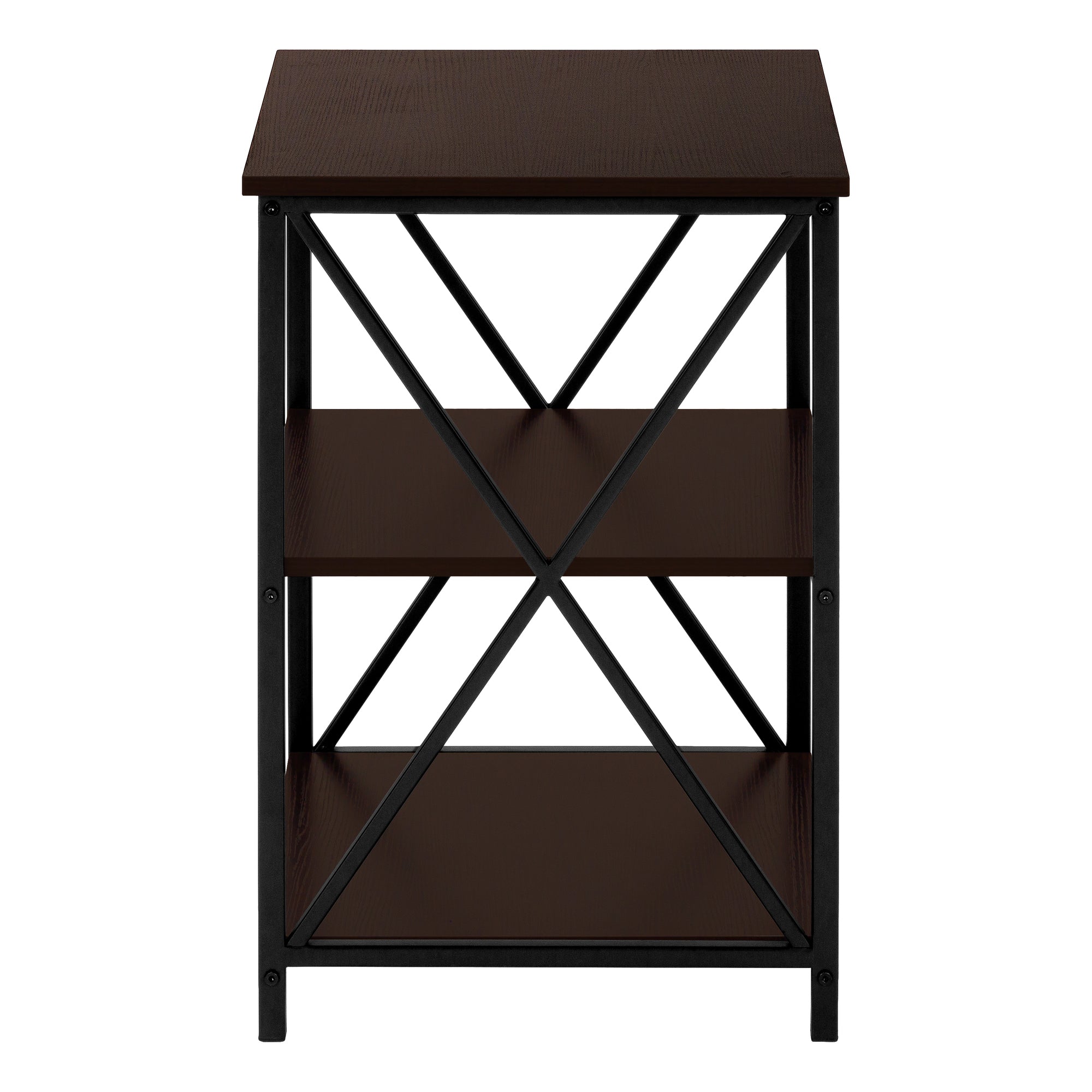 Accent Table - 26H / Espresso / Black Metal