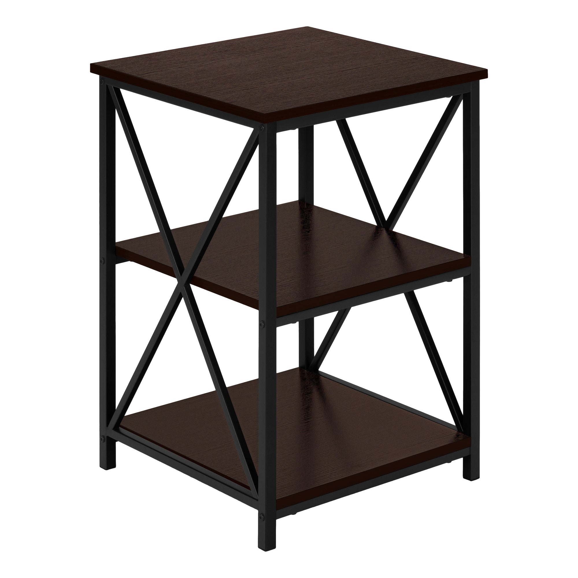 Accent Table - 26H / Espresso / Black Metal