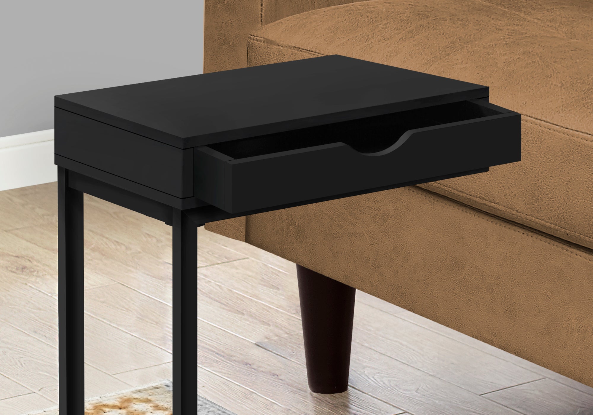 Accent Table - Black / Black Metal With A Drawer