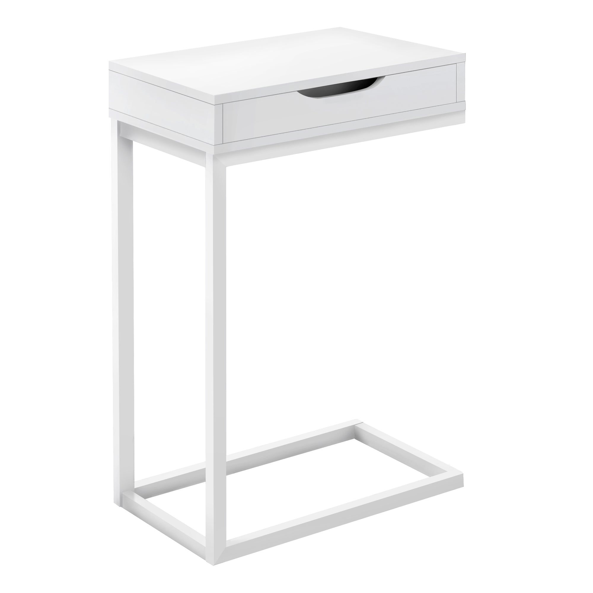 Accent Table - White / White Metal With A Drawer