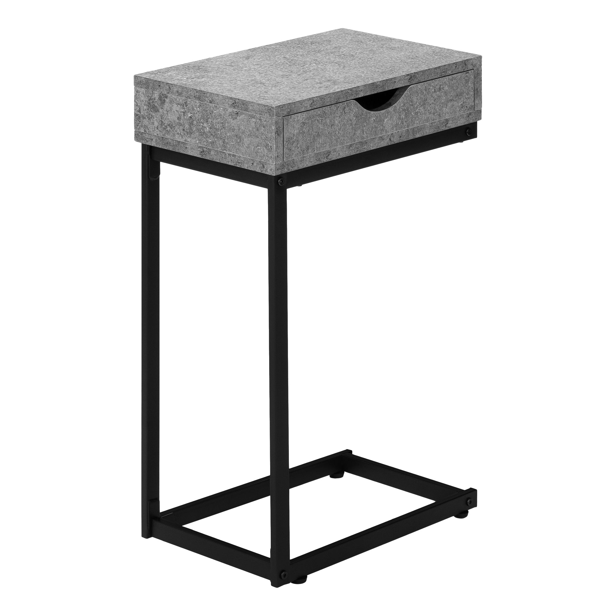 Accent Table - Grey Stone-Look / Black Metal