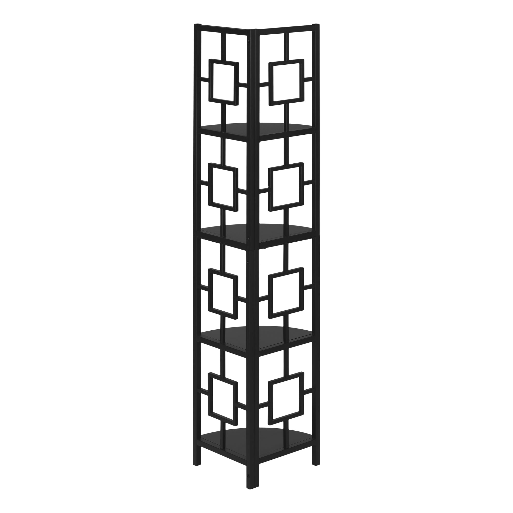 Bookcase - 62H / Black / Black Metal Corner Etagere