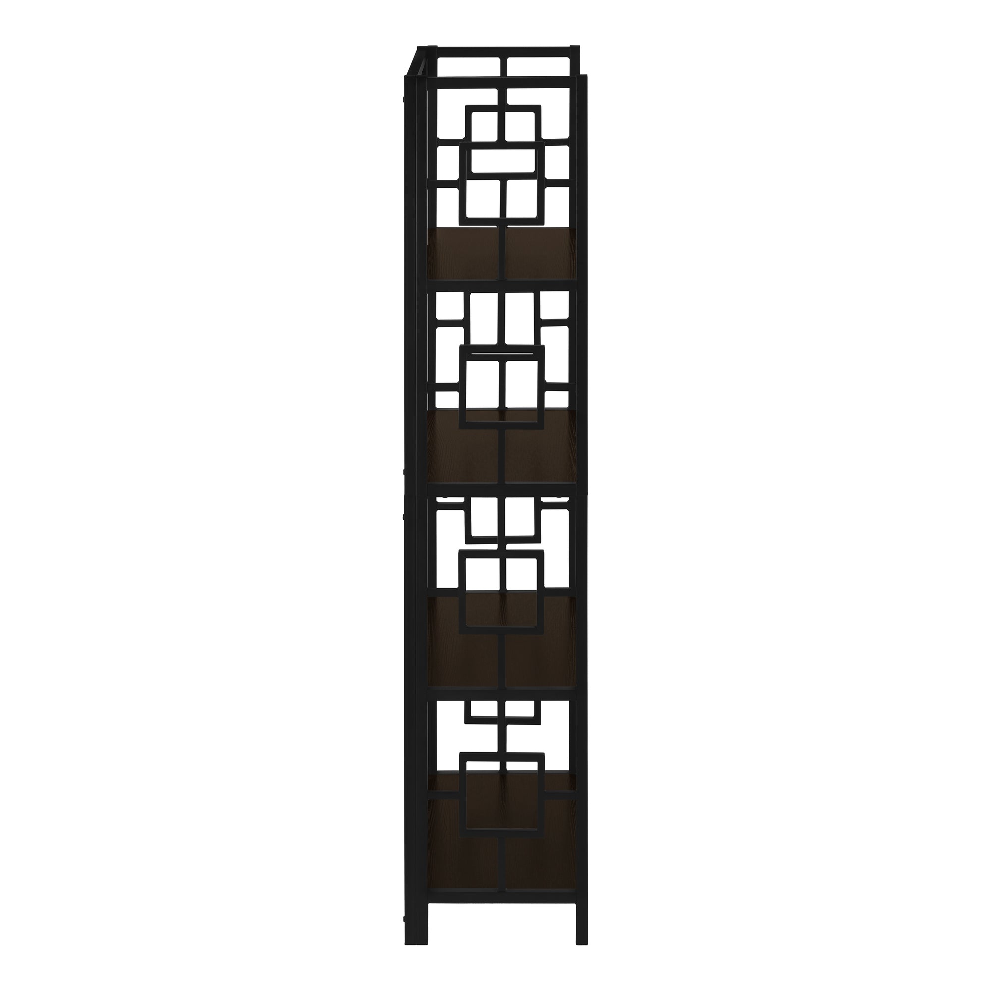 Bookcase - 62H / Espresso / Black Metal Etagere