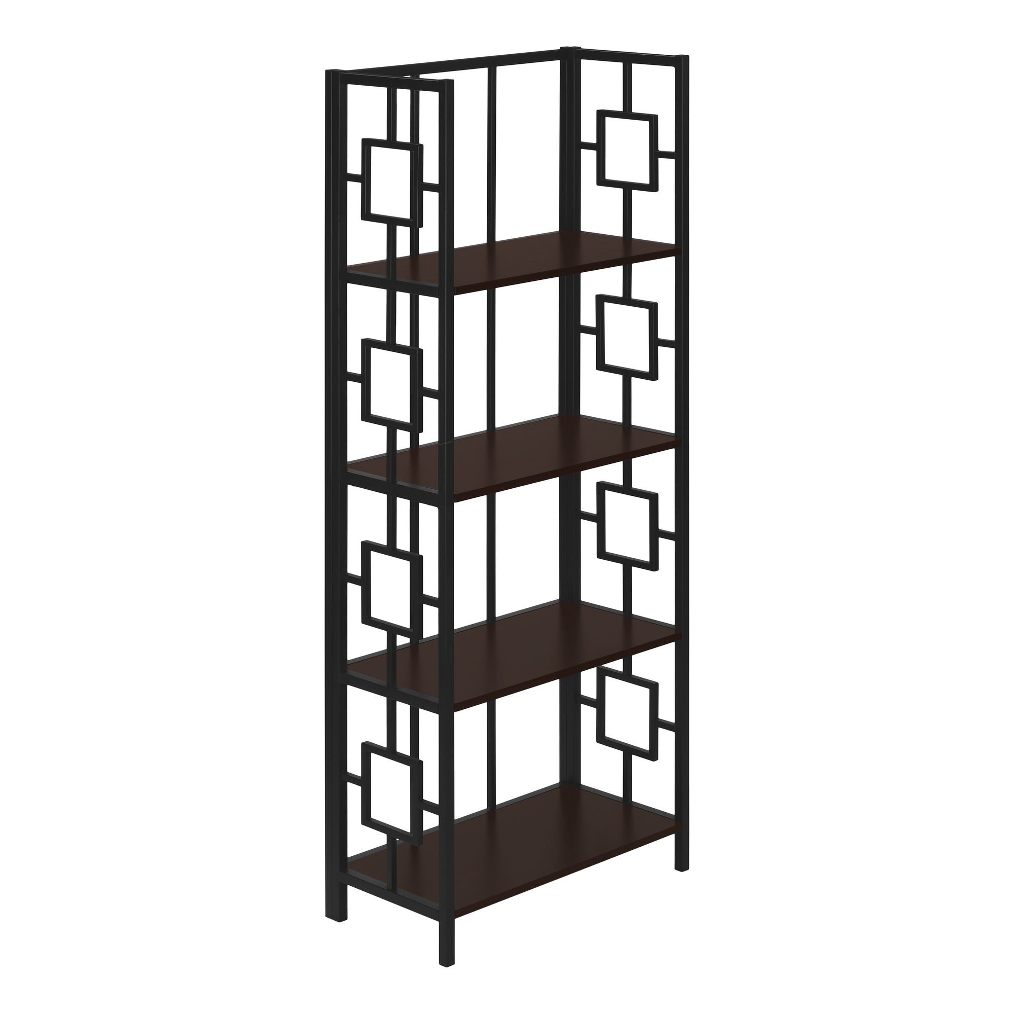Bookcase - 62H / Espresso / Black Metal Etagere