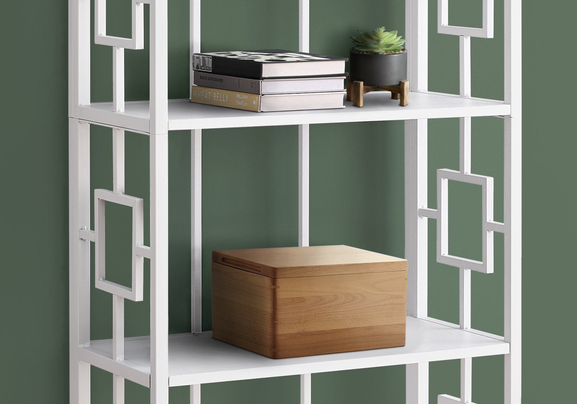 Bookcase - 62H / White / White Metal Etagere