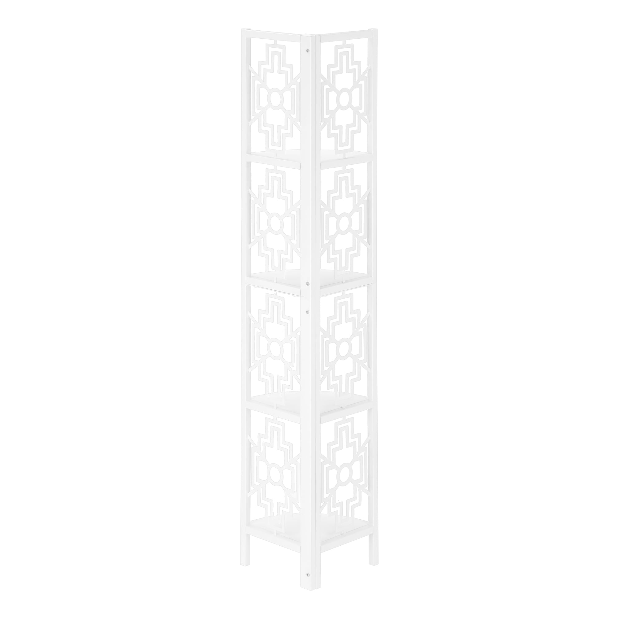 Bookcase - 62H / White / White Metal Corner Etagere