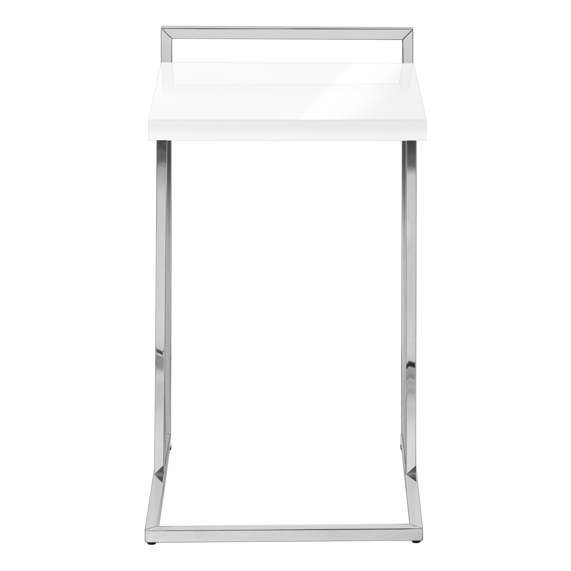Accent Table - 25H / Glossy White / Chrome Metal