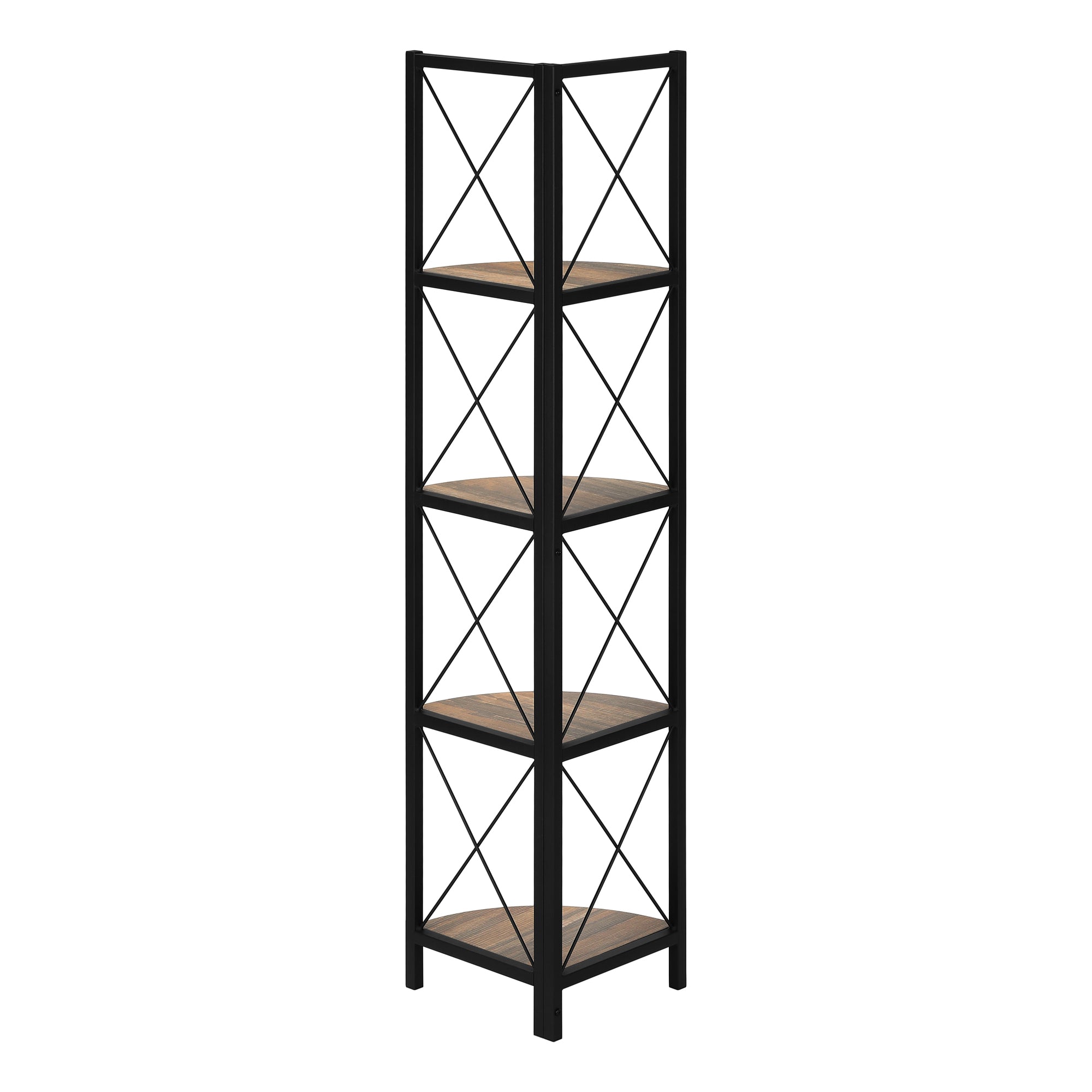 Bookcase - 60H / Brown Reclaimed / Black Metal Corner