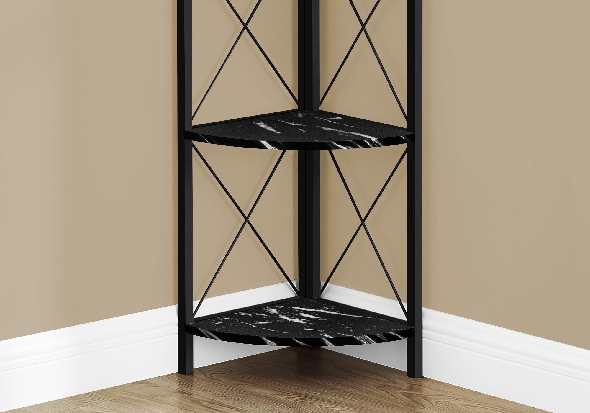 Bookcase - 60H / Black Marble / Black Metal Corner