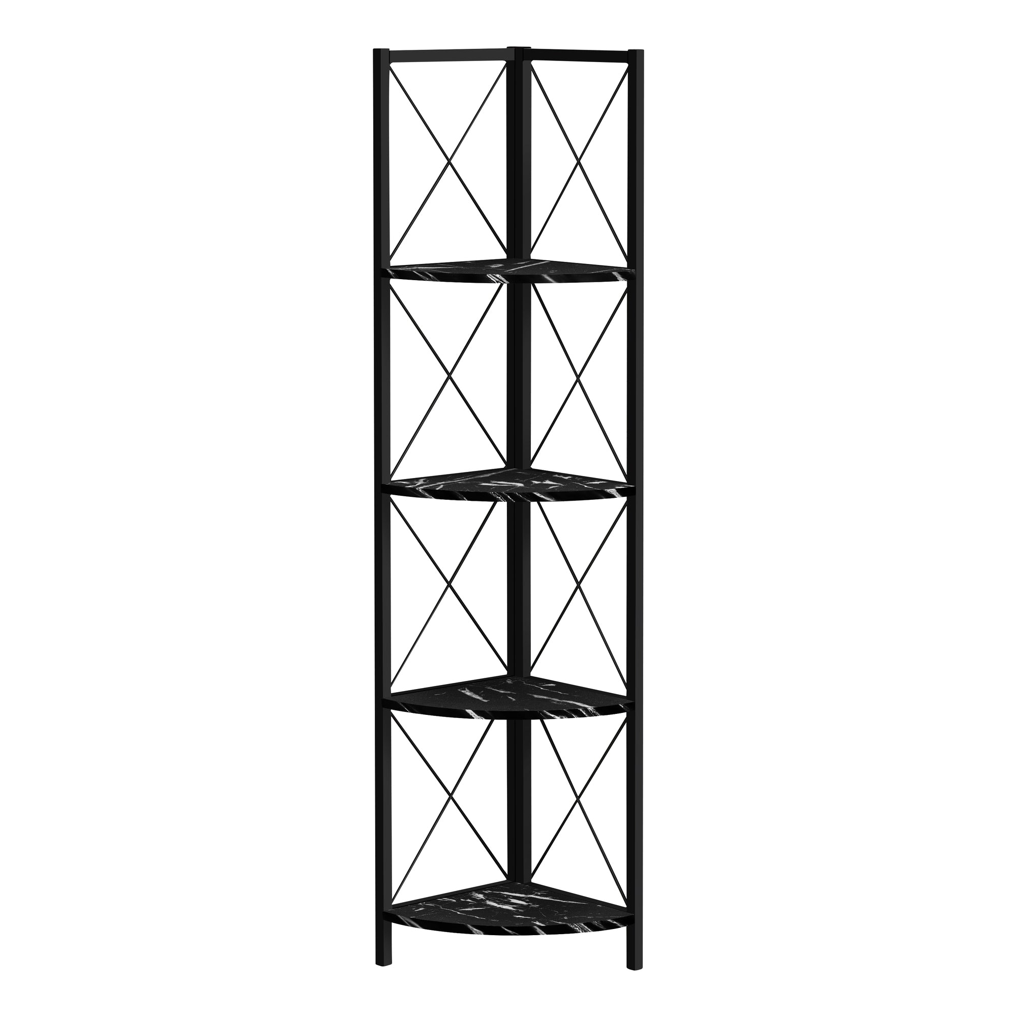 Bookcase - 60H / Black Marble / Black Metal Corner