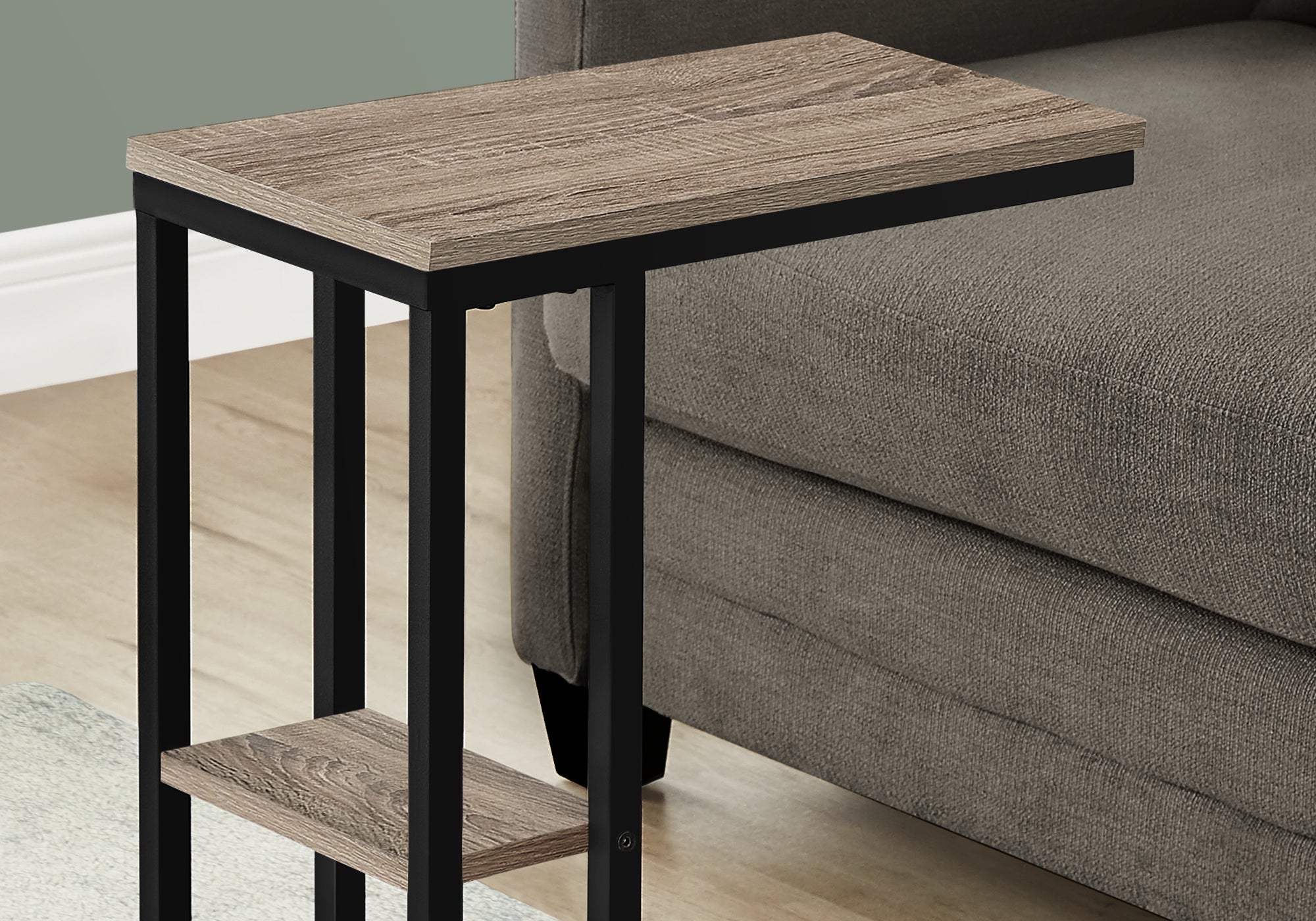 Accent Table - 25H / Dark Taupe / Black Metal