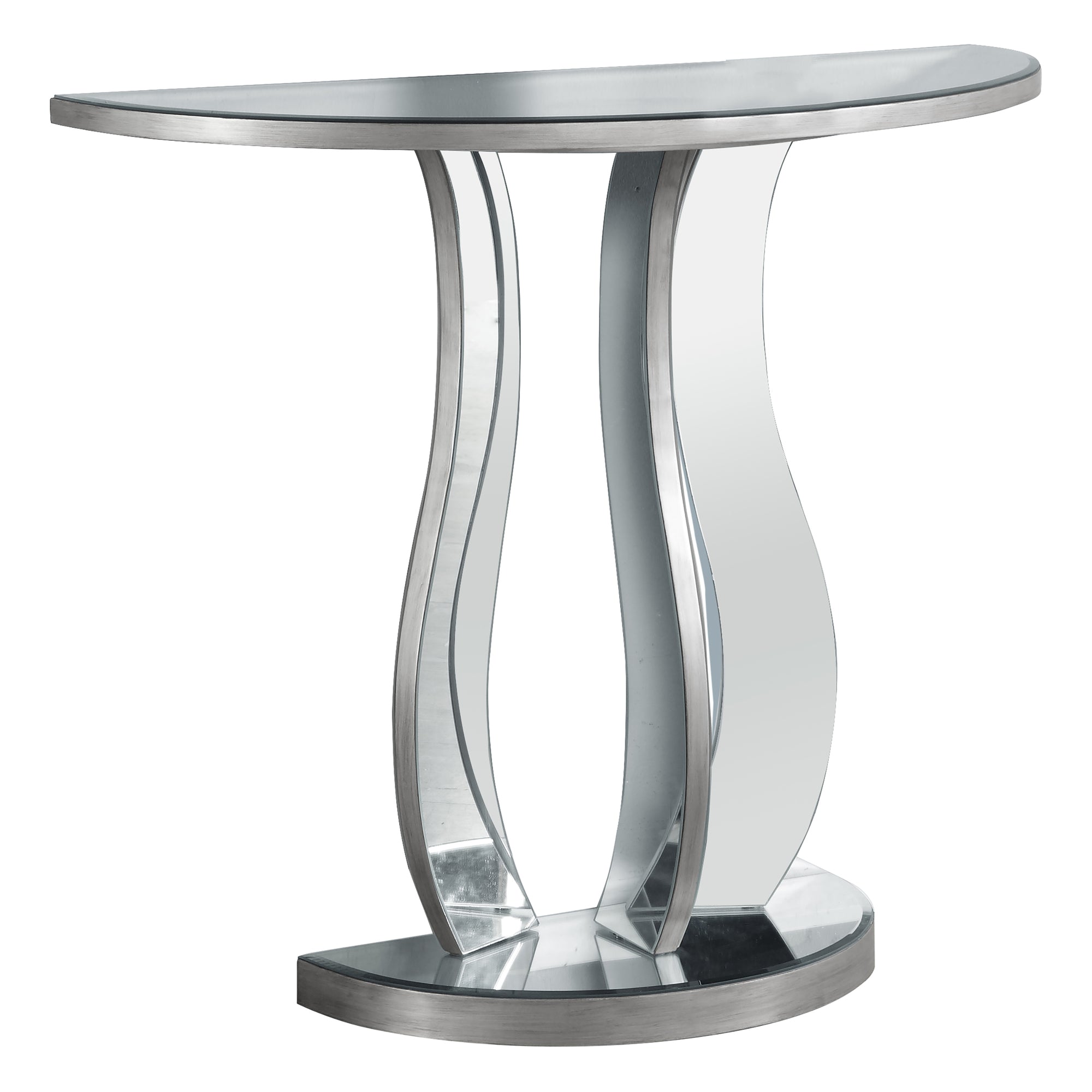 Accent Table - 36L / Brushed Silver / Mirror