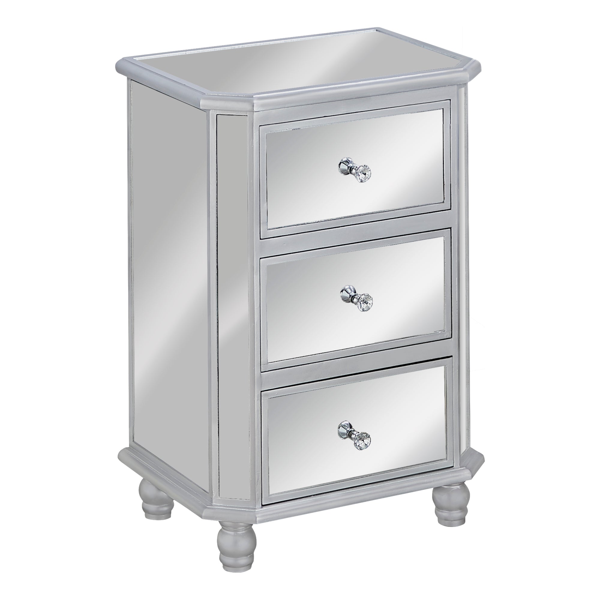 Accent Table - 28H / Mirror / Silver With Storage