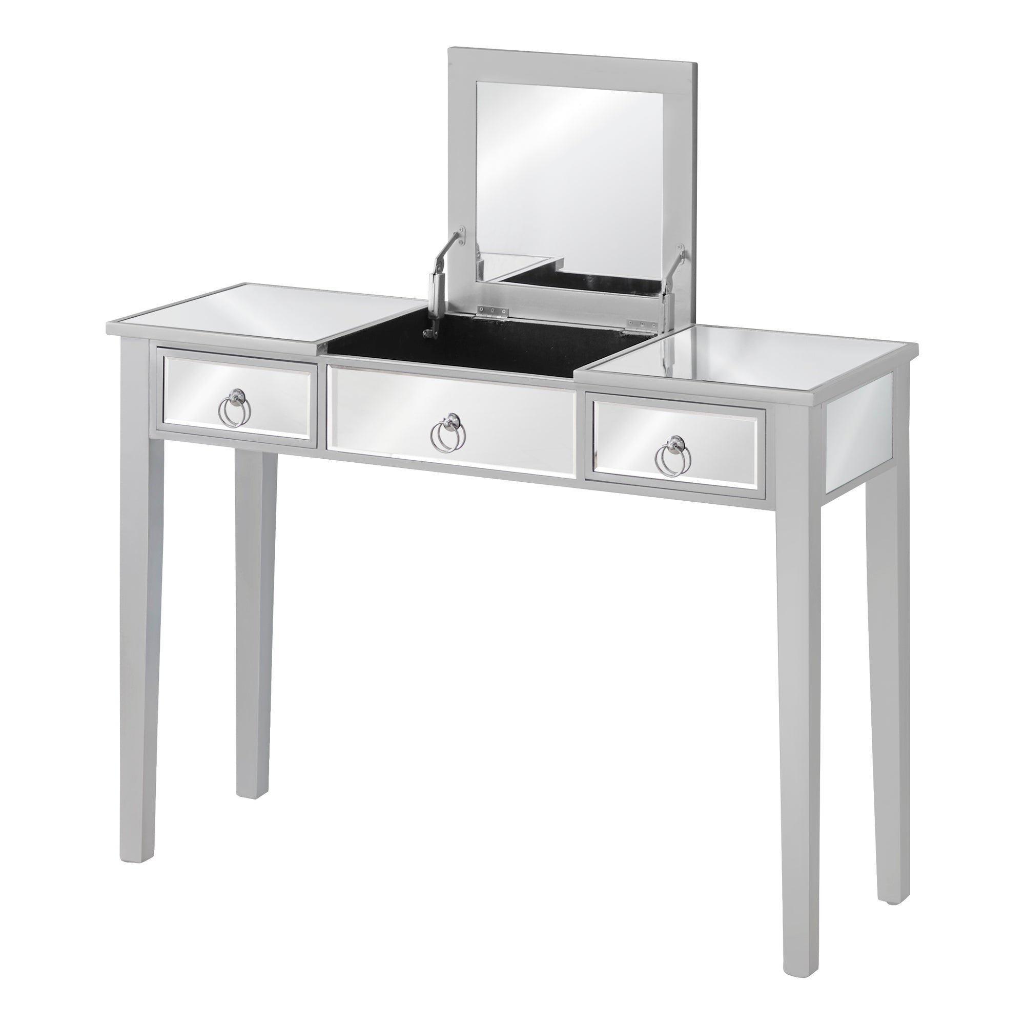 Vanity - 42L / Mirror / Silver With Storage
