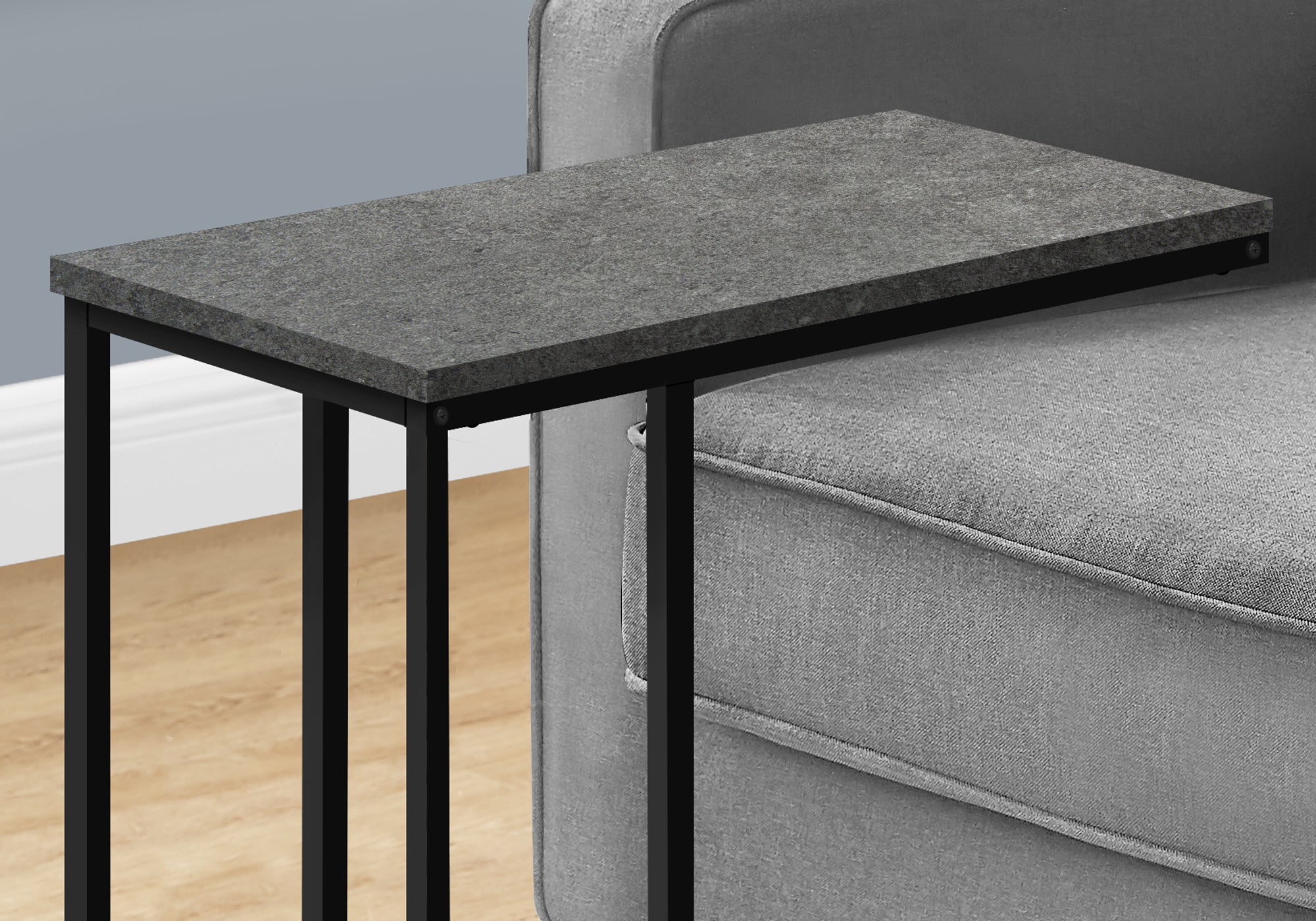 Accent Table - 25H / Grey Stone-Look / Black Metal