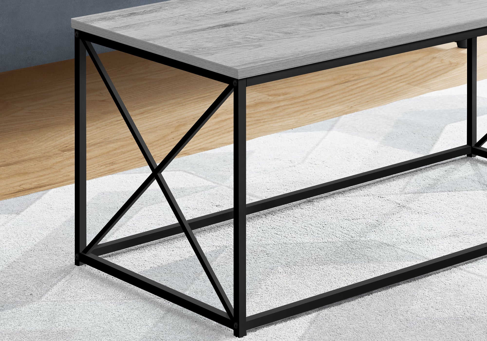 Coffee Table - 40L / Grey / Black Metal