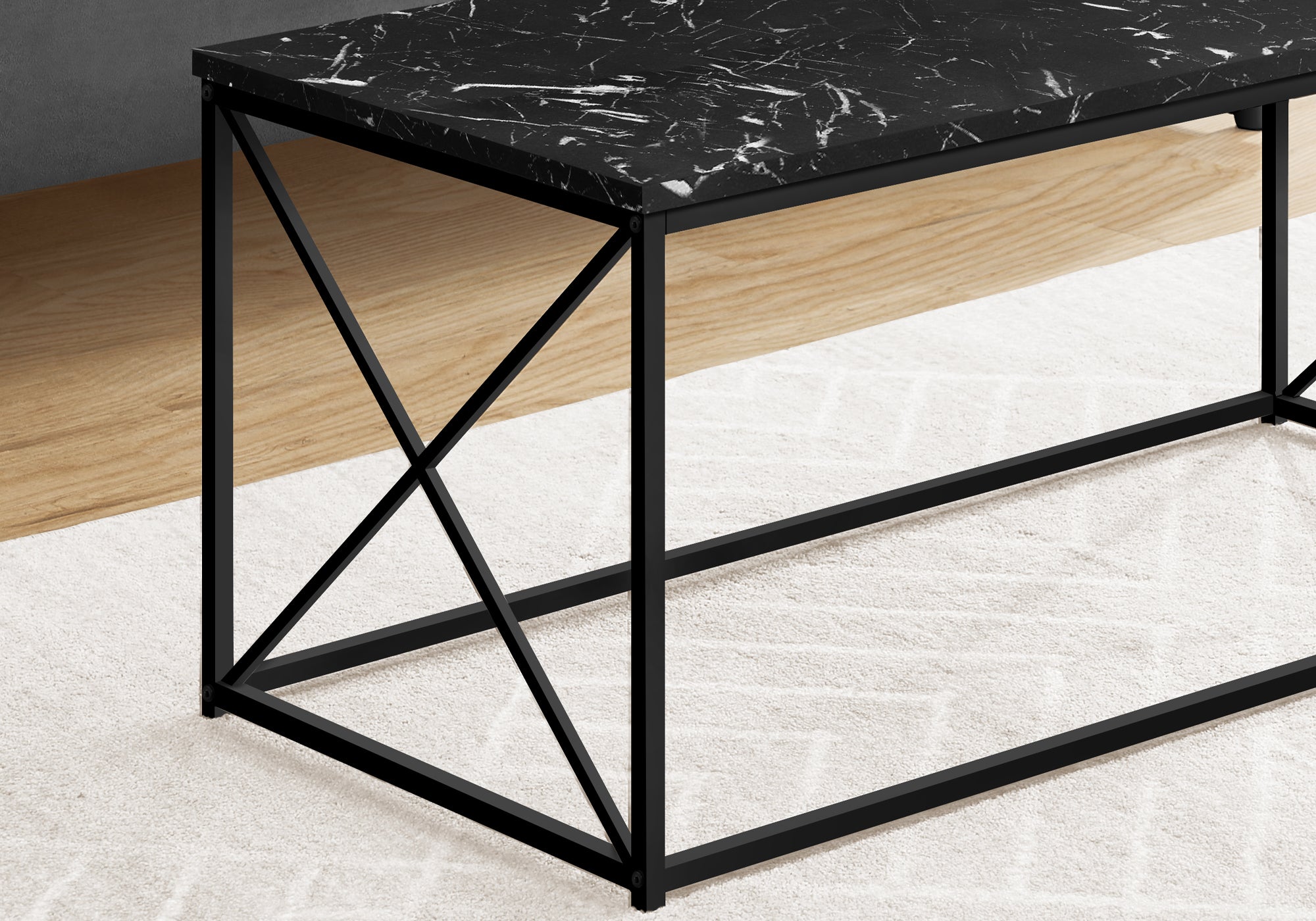 Coffee Table - 40L / Black Marble / Black Metal