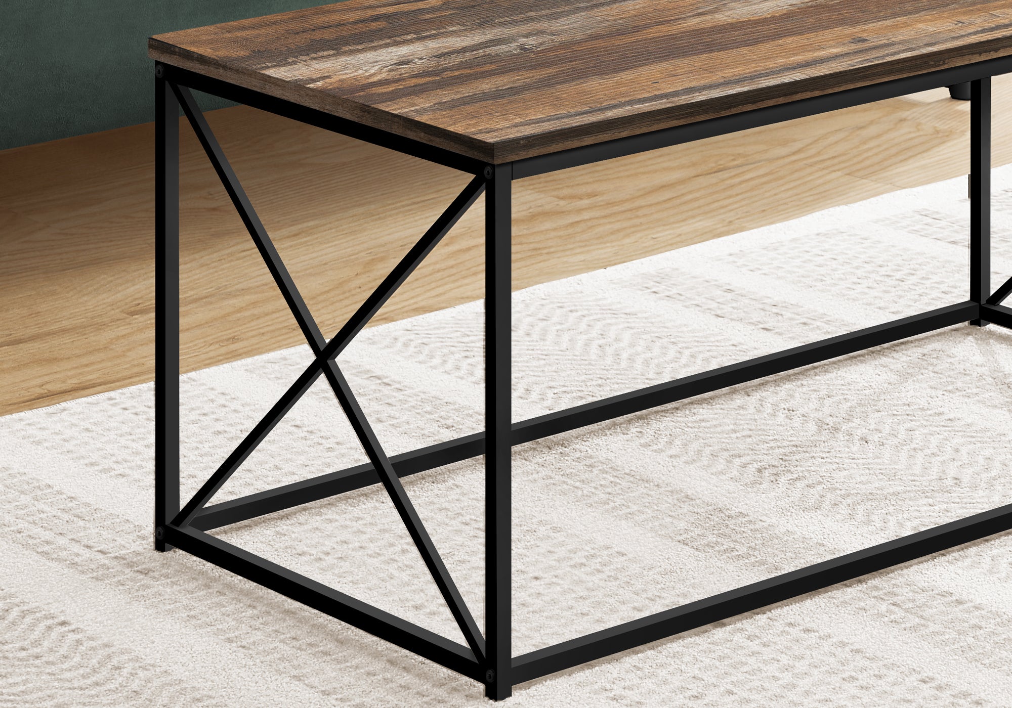 Coffee Table - 40L / Brown Reclaimed / Black Metal