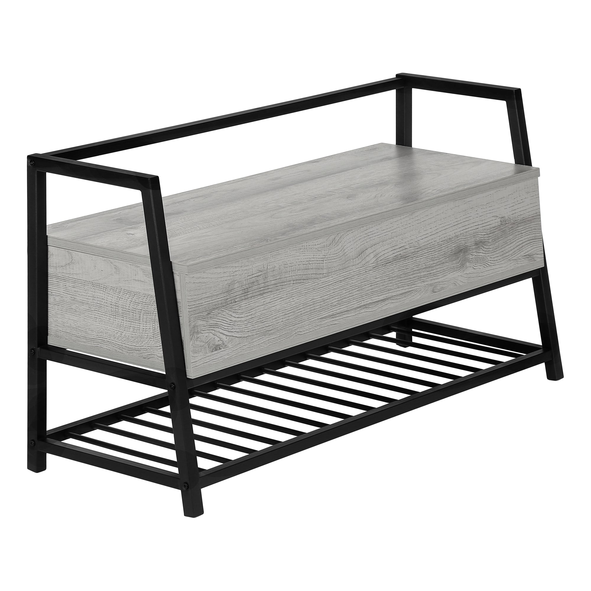 Bench - 42L / Grey Storage / Black Metal