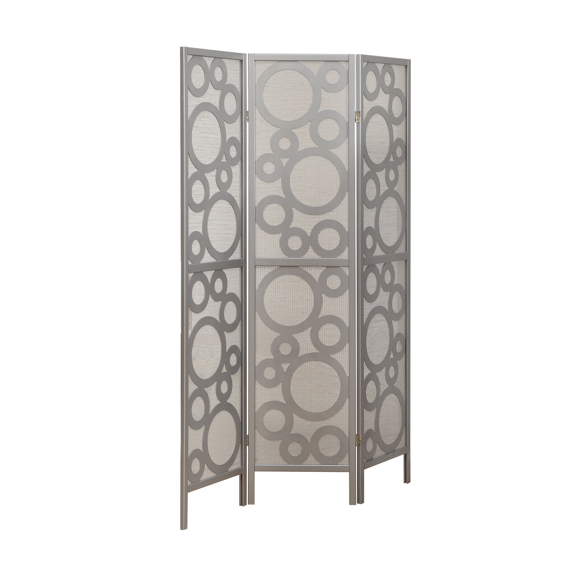 Folding Screen - 3 Panel / Silver Bubble Design