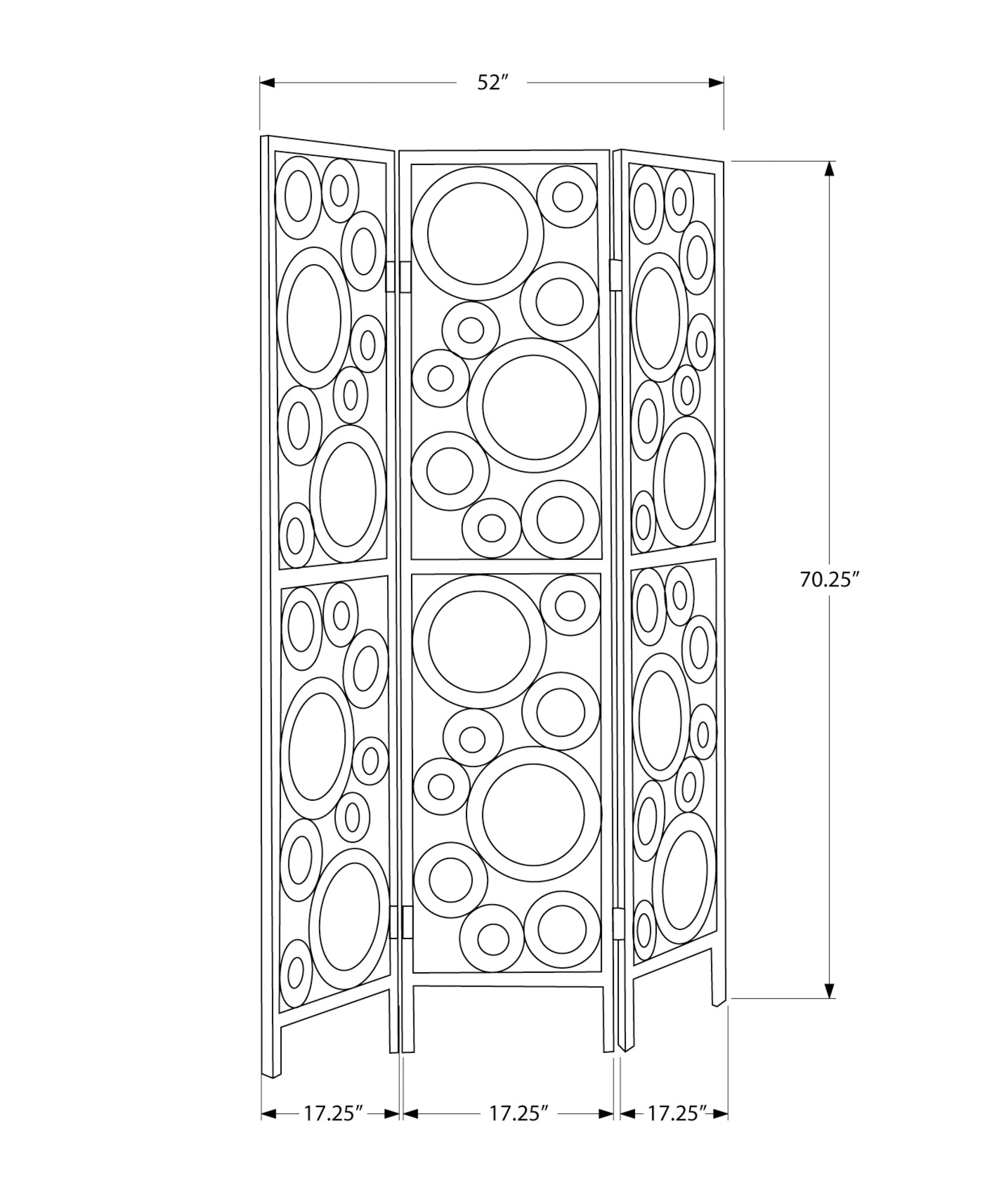 Folding Screen - 3 Panel / Silver Bubble Design