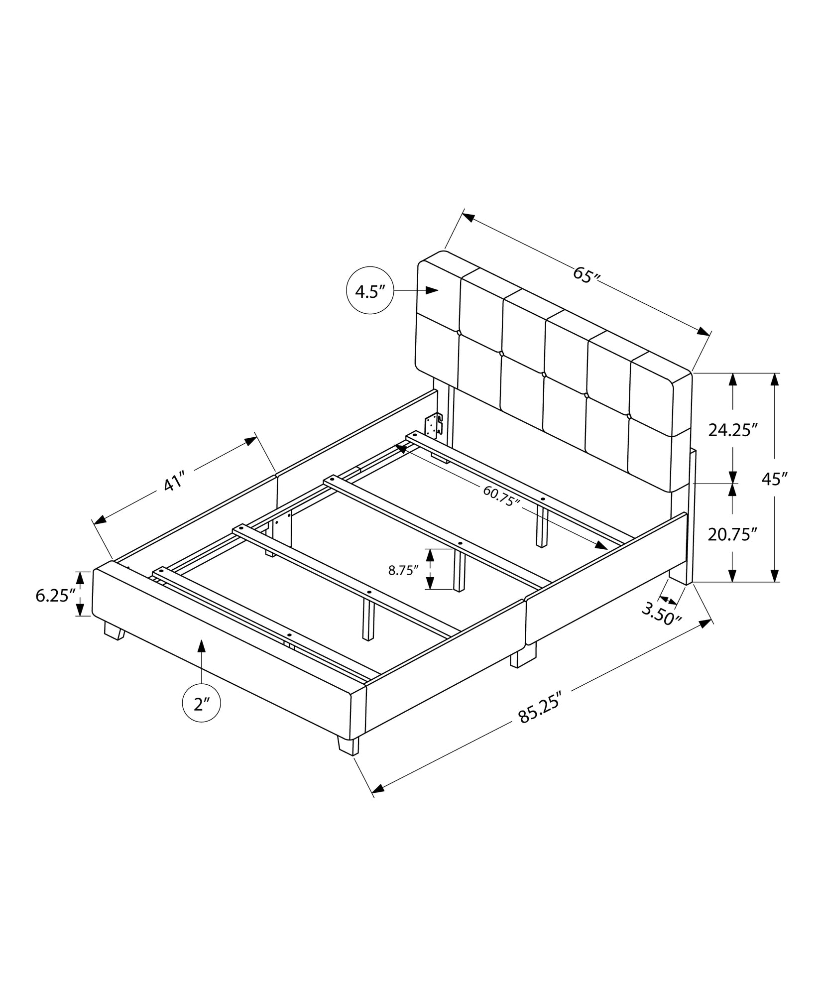Bed - Queen Size / Grey Linen